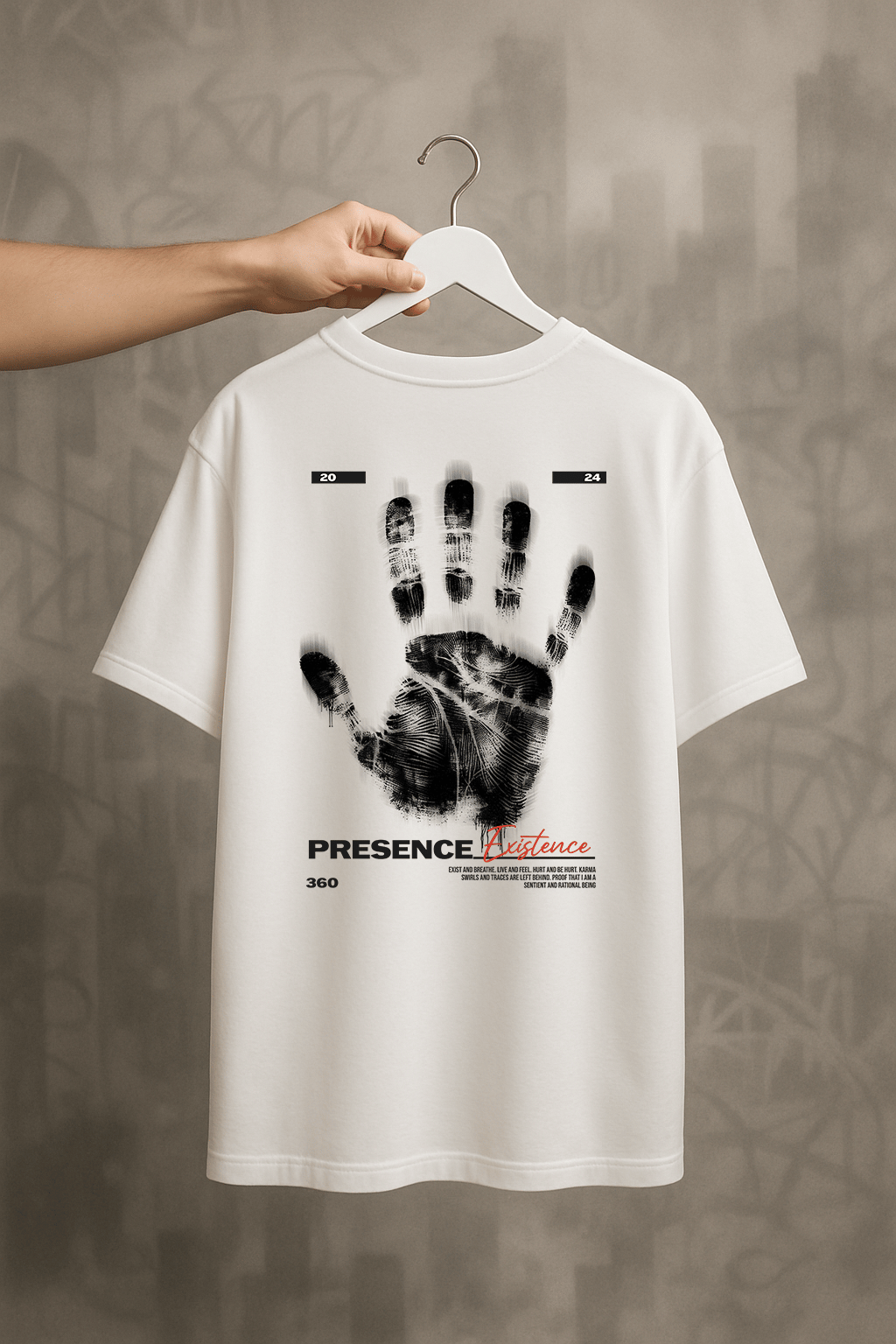 ’Handprint’ Beyaz Oversize Tişört 