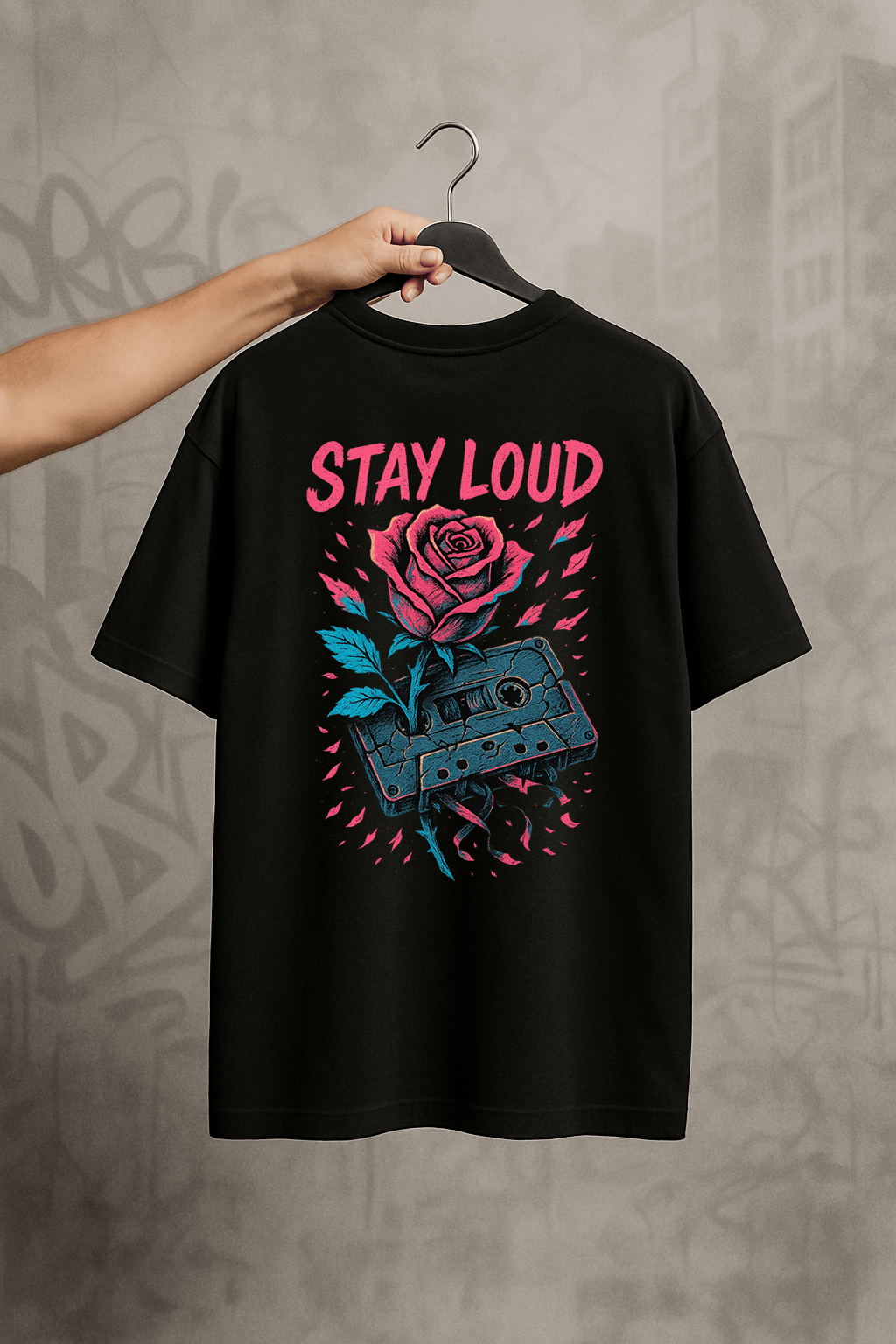 ’Stay Loud’ Siyah Oversize Tişört