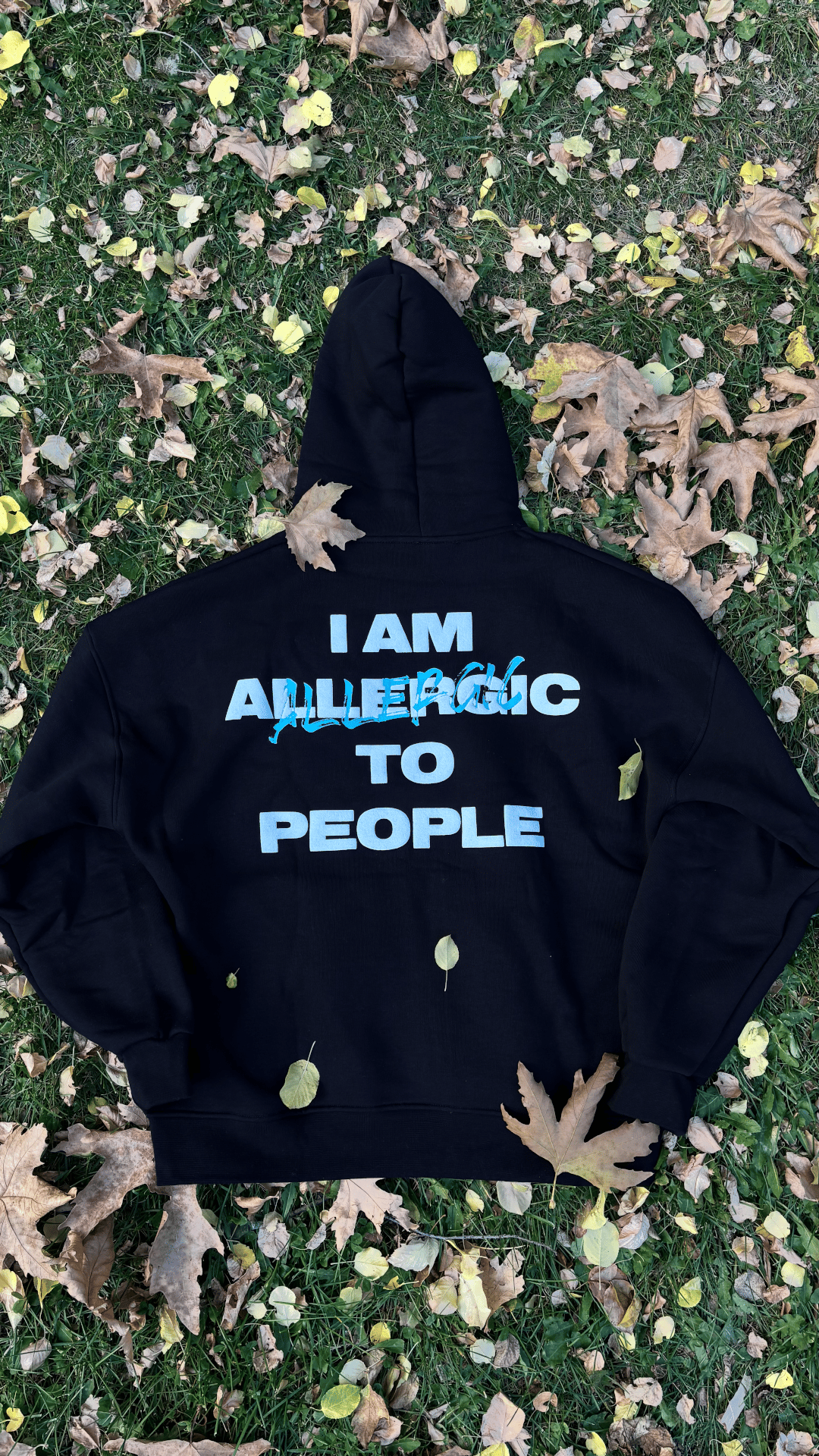 'Allergic to People' Siyah Oversize Sweatshirt
