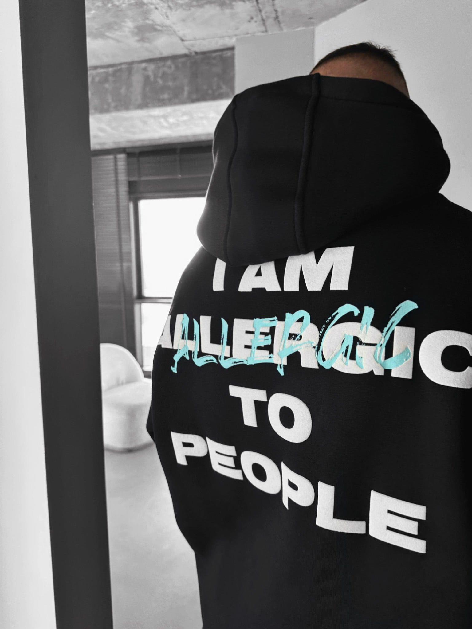 'Allergic to People' Siyah Oversize Sweatshirt
