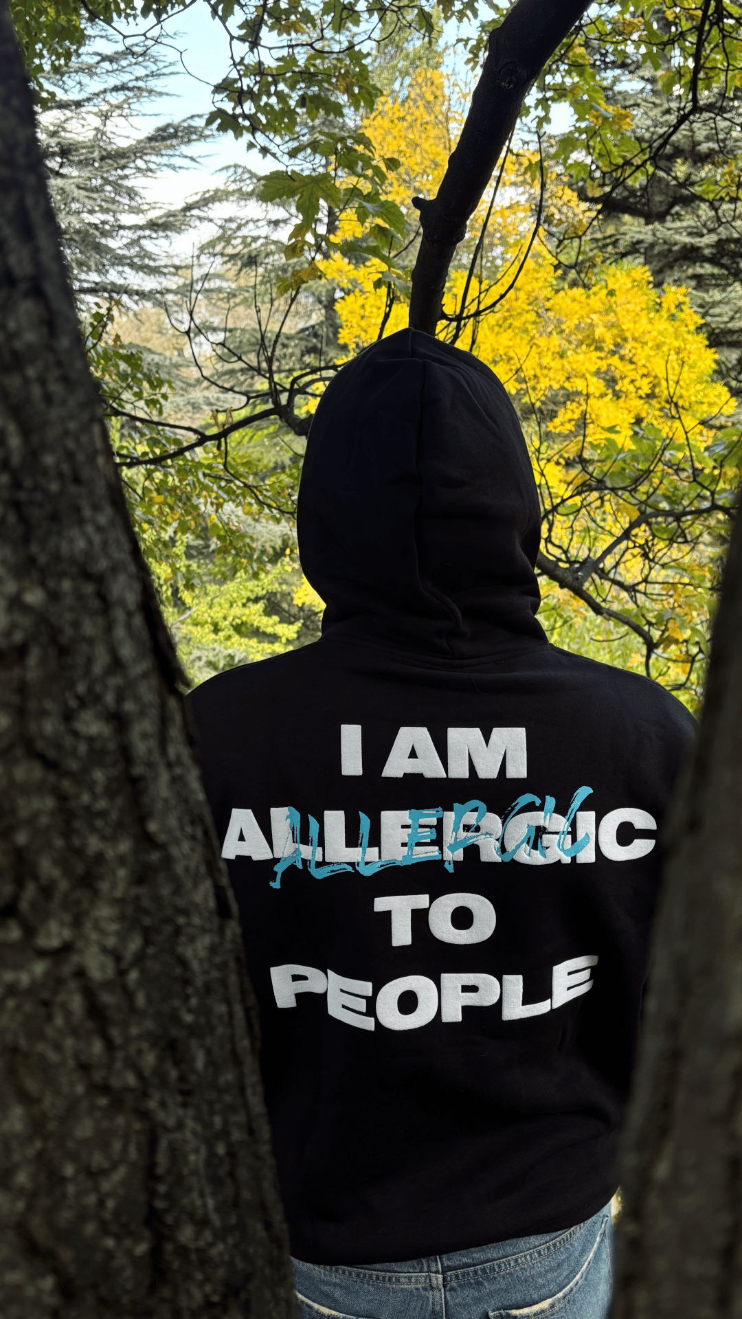 'Allergic to People' Siyah Oversize Sweatshirt