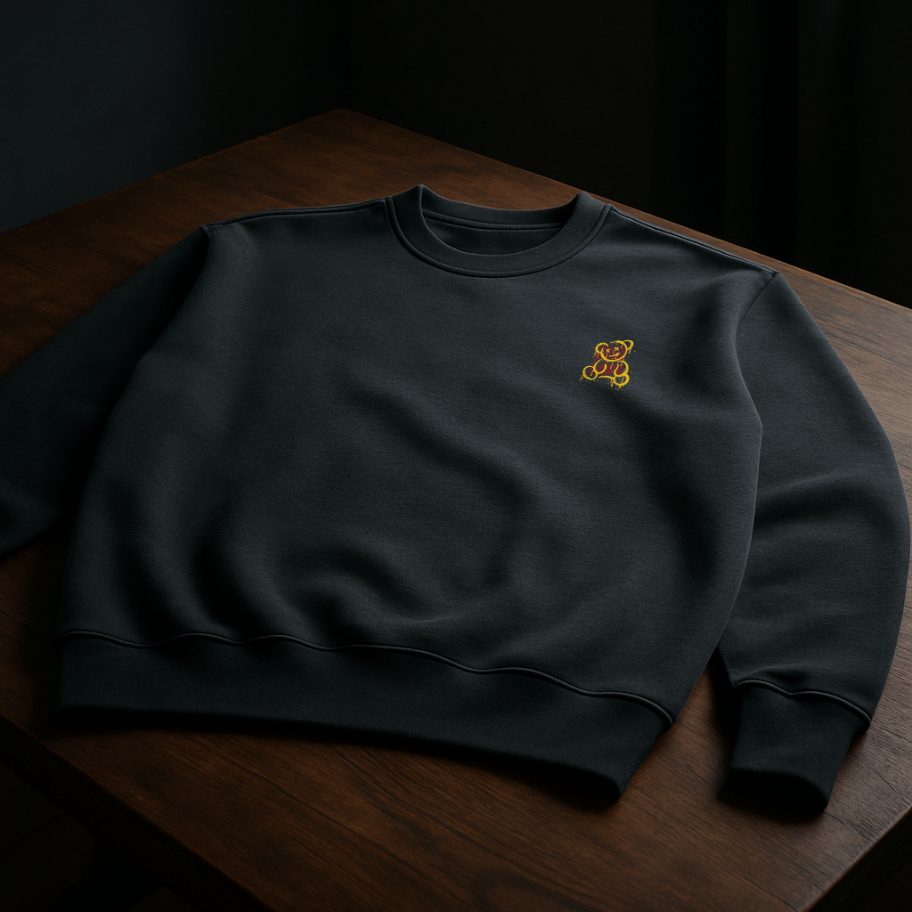 'Bear on A Skateboard' Füme Oversize Sweatshirt