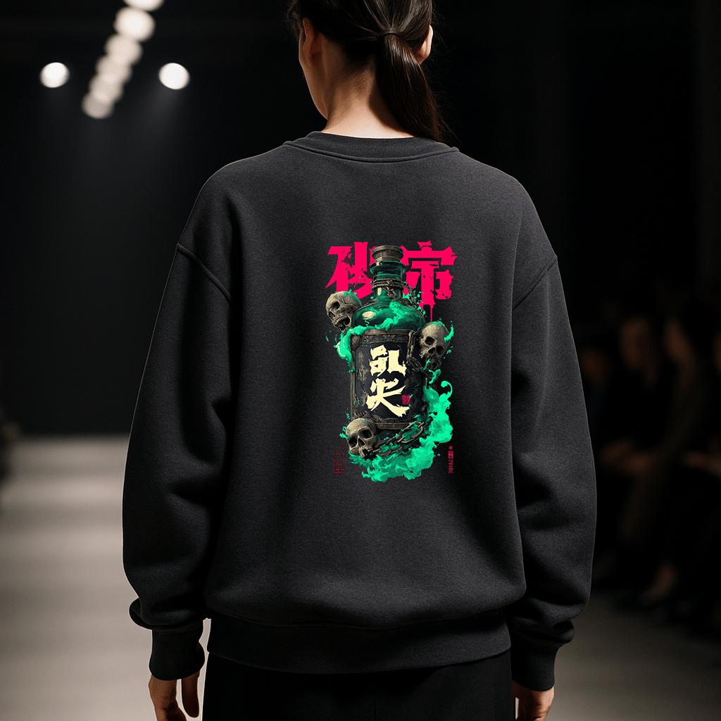 'Cursed Elixir' Füme Oversize Sweatshirt