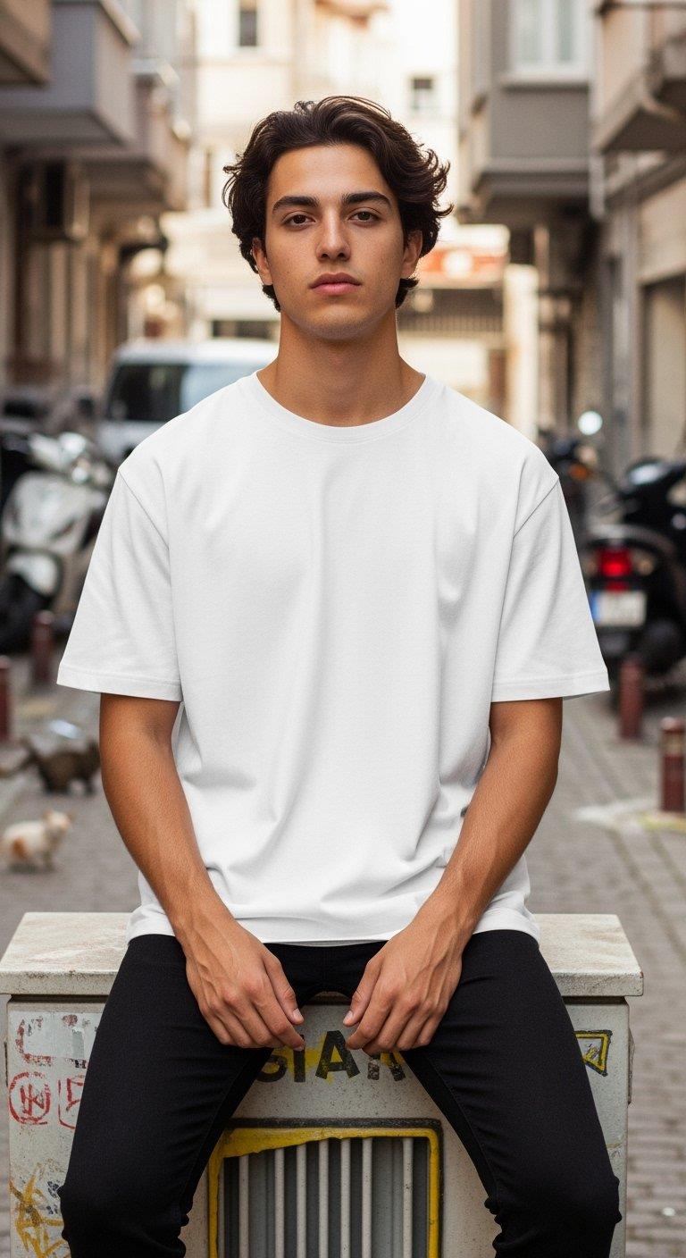 'Cute but Psycho' Beyaz Oversize Tişört