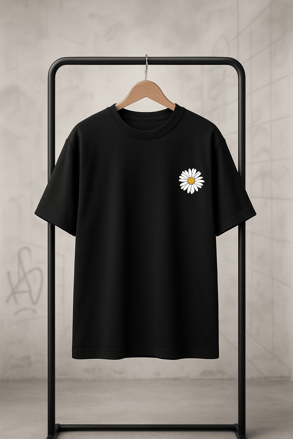 'Daisy' Siyah Oversize Tişört