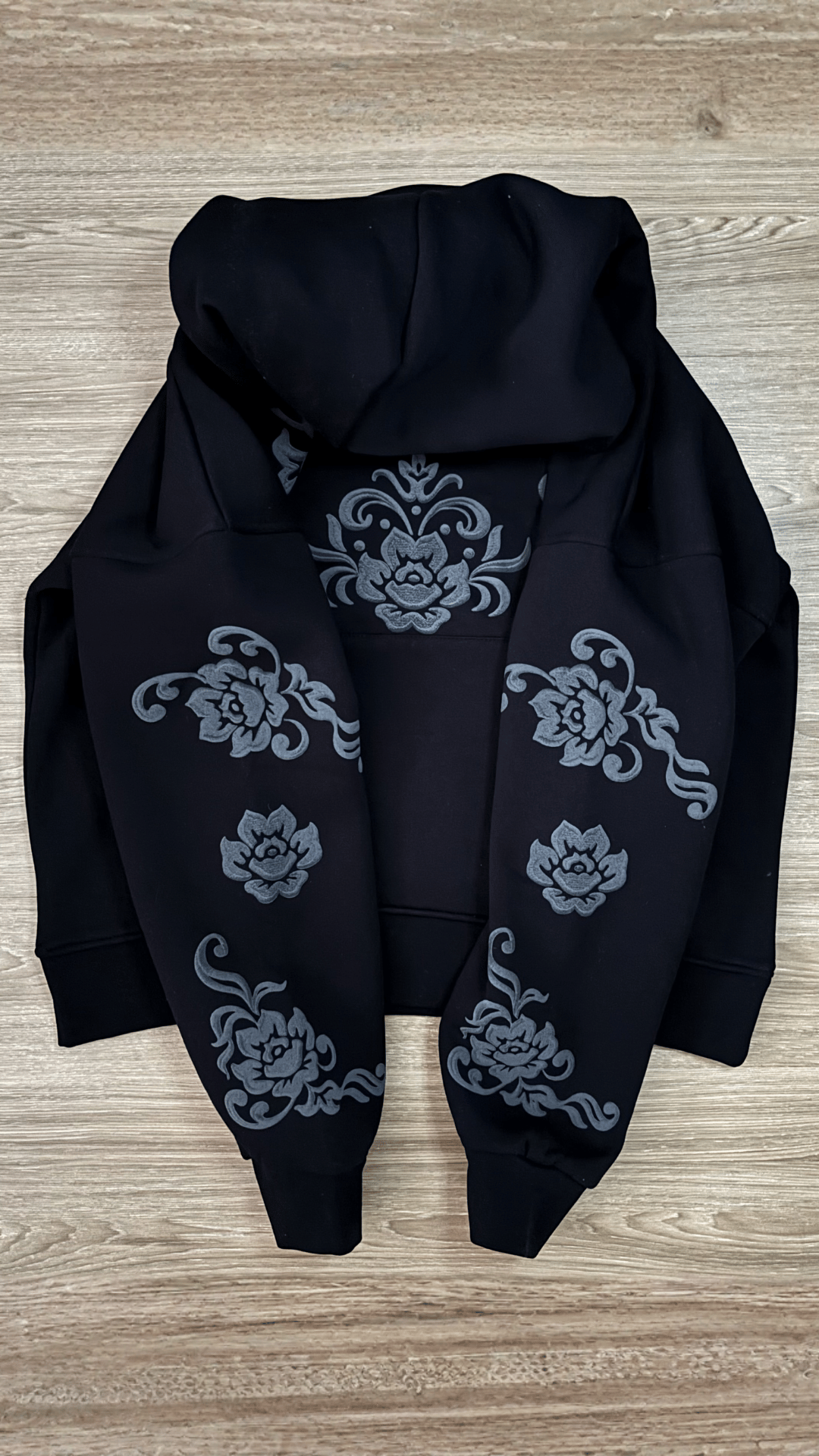'Damask' Siyah Oversize Sweatshirt
