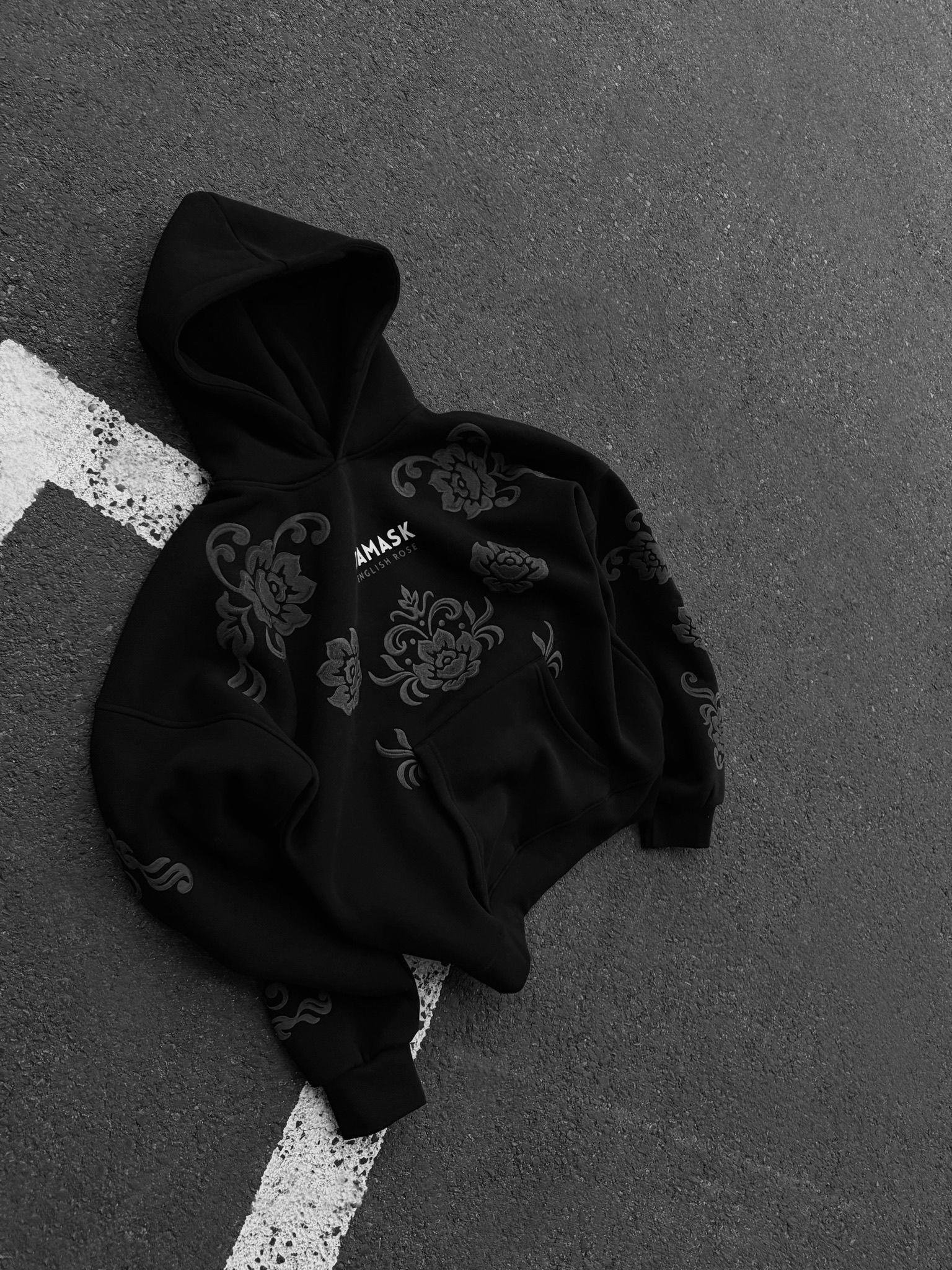 'Damask' Siyah Oversize Sweatshirt