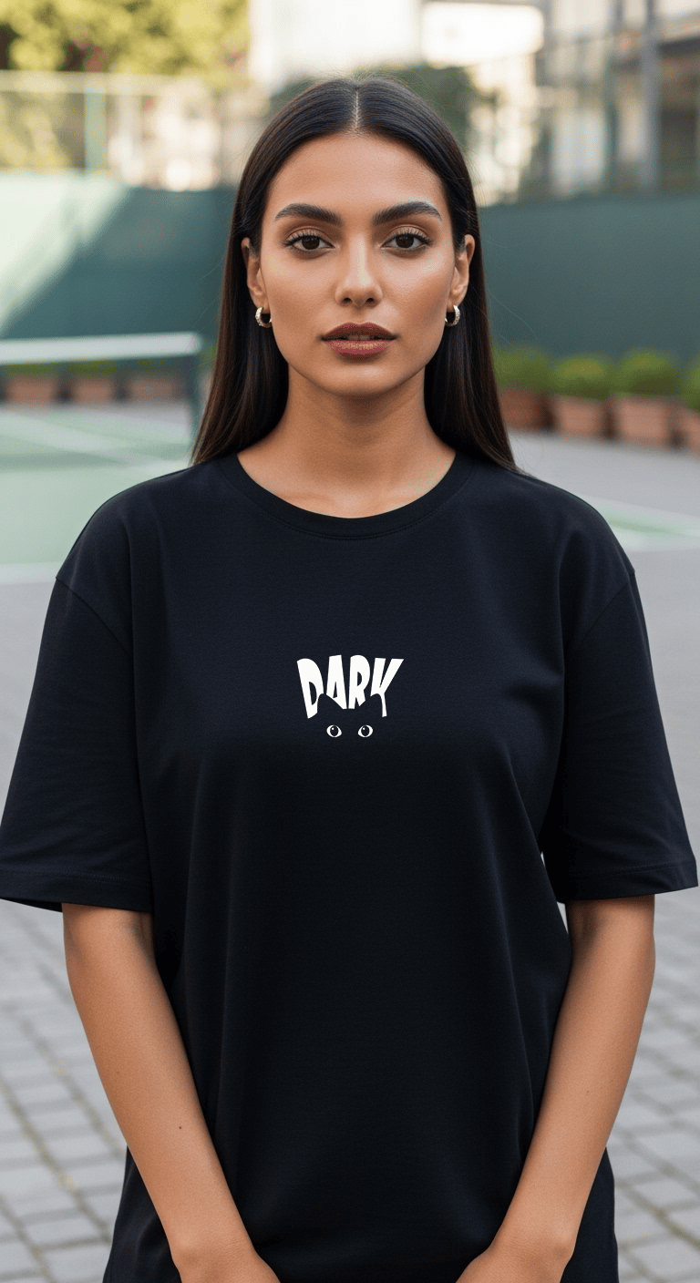 'Dark Cat' Siyah Oversize Tişört