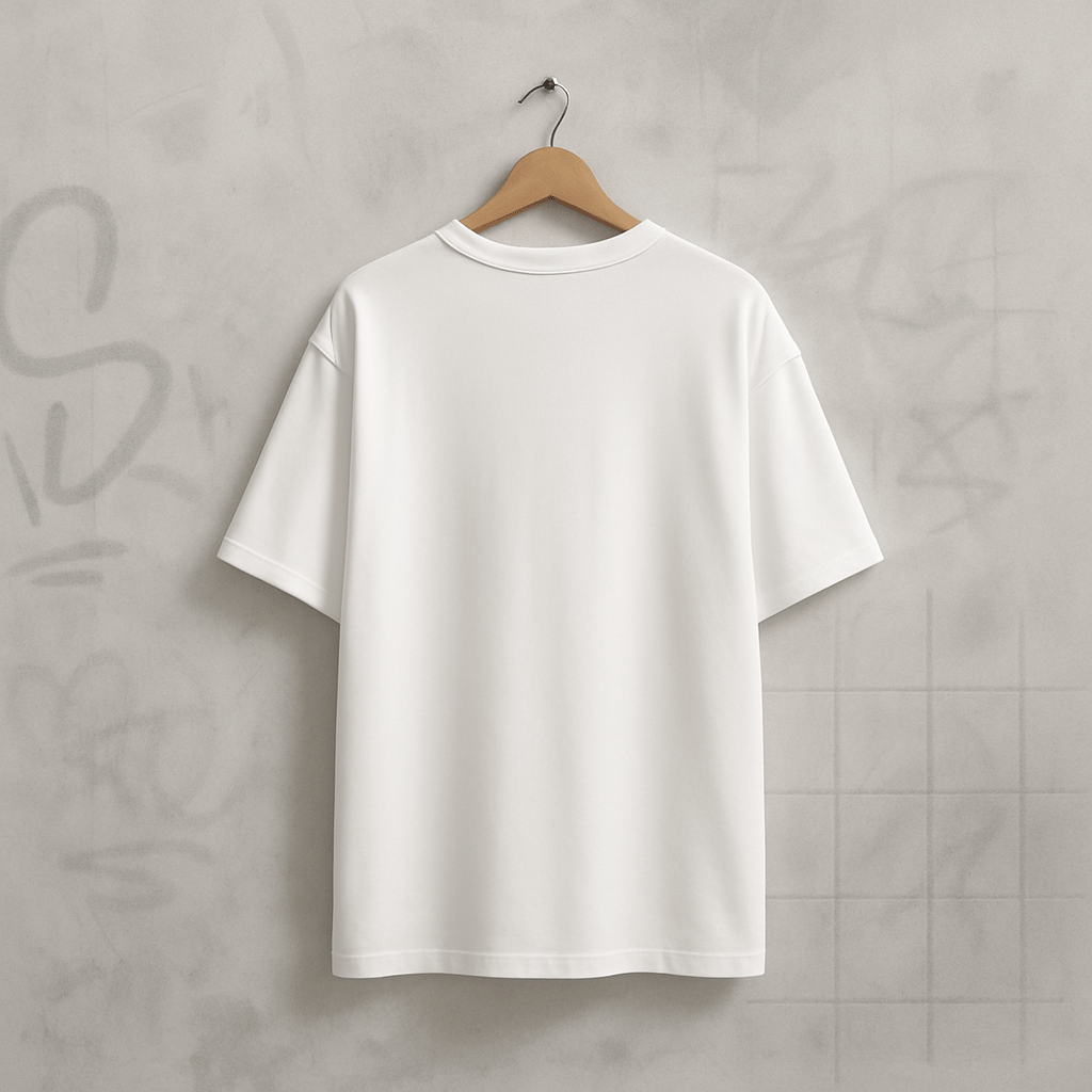 'Half Moon' Beyaz Oversize Tişört