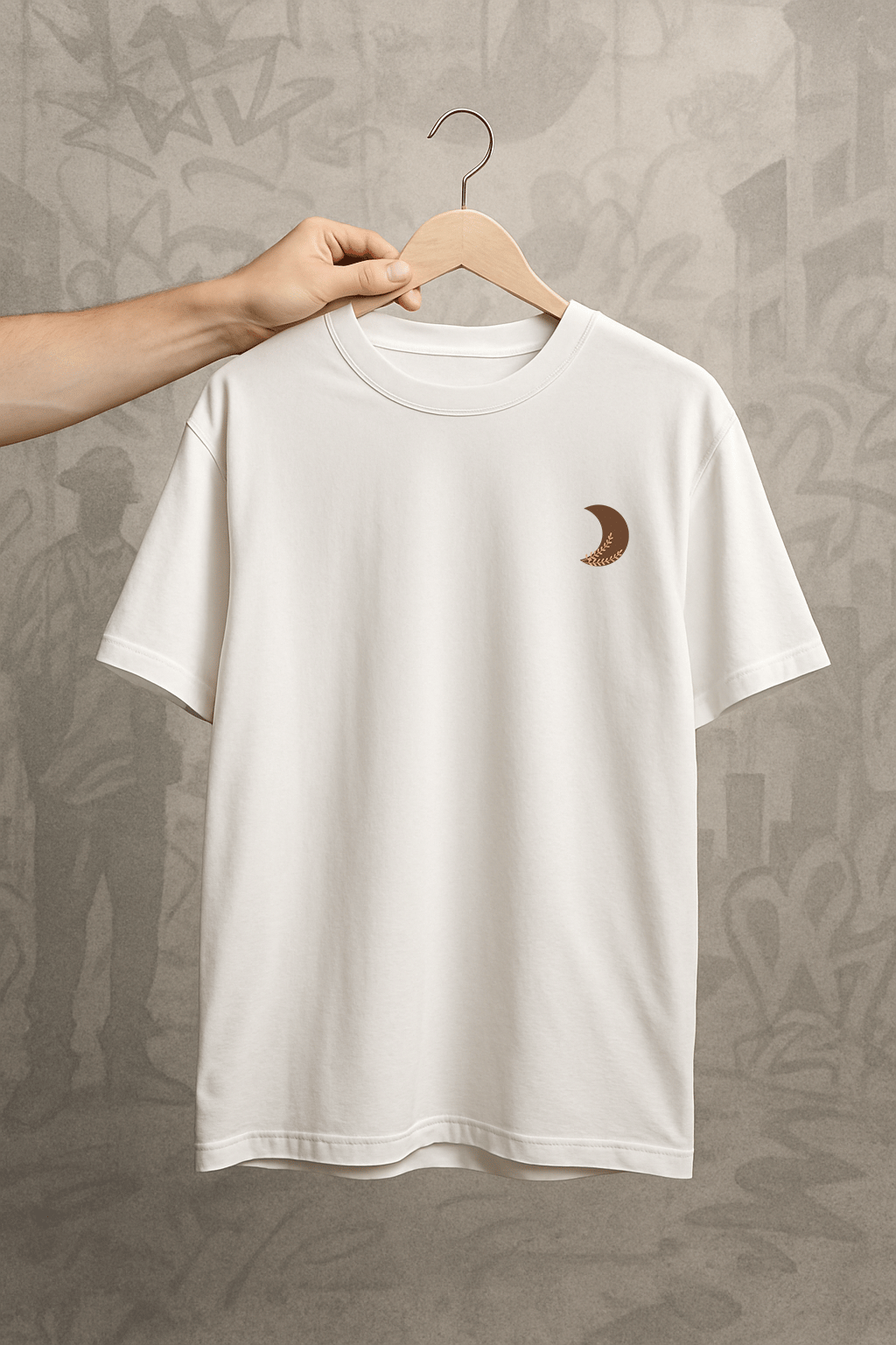 'Half Moon' Beyaz Oversize Tişört