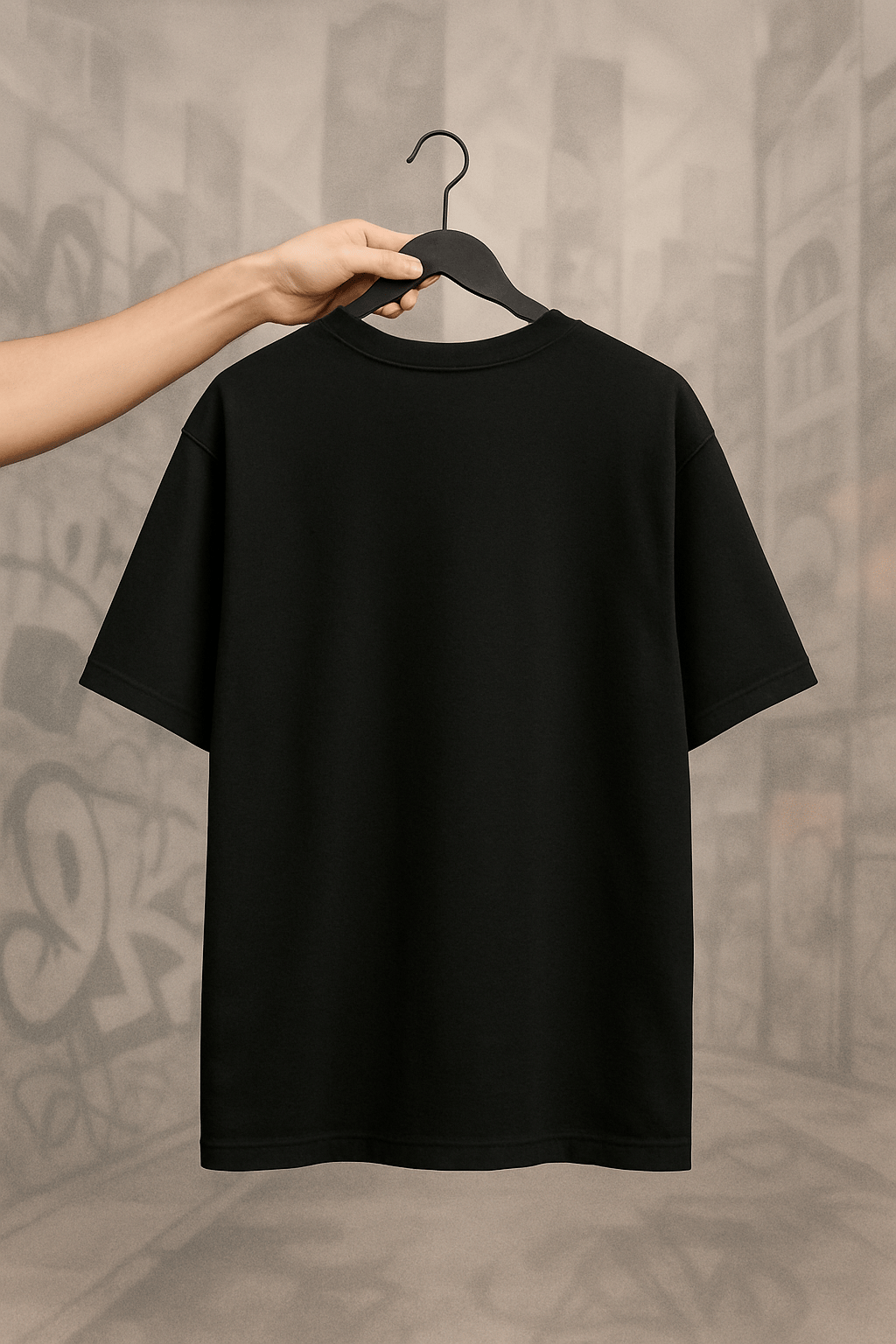 'Half Moon' Siyah Oversize Tişört
