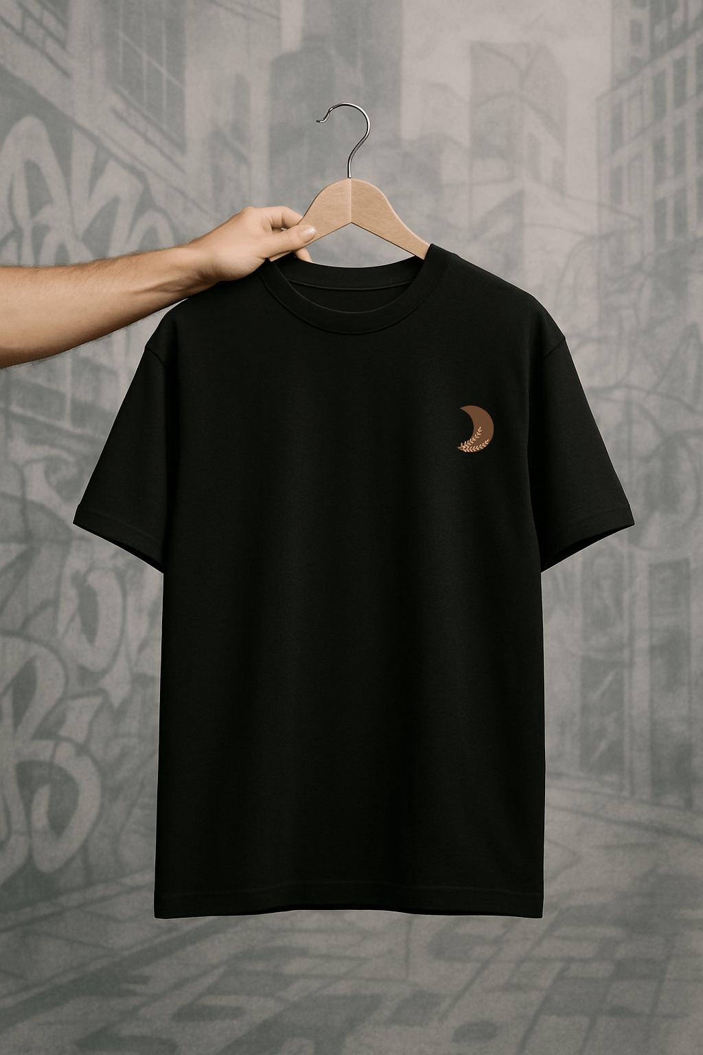 'Half Moon' Siyah Oversize Tişört