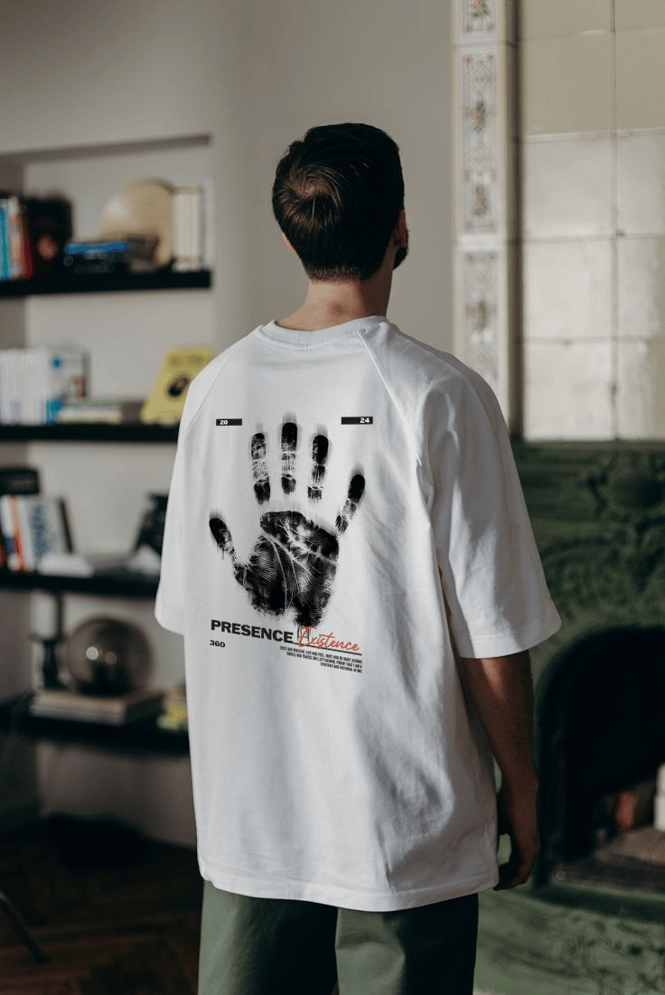 'Handprint' Beyaz Oversize Tişört 