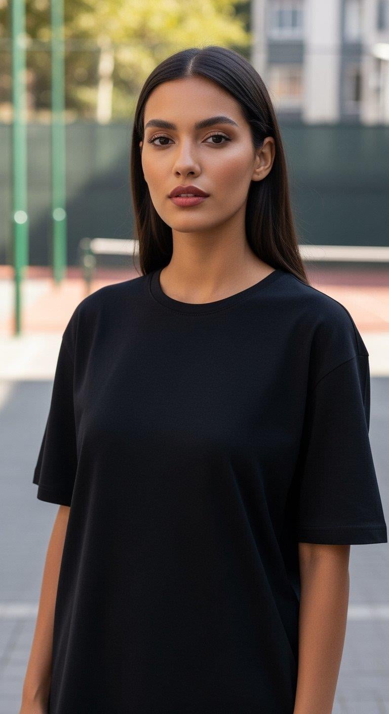 'Ilusion' Siyah Oversize Tişört