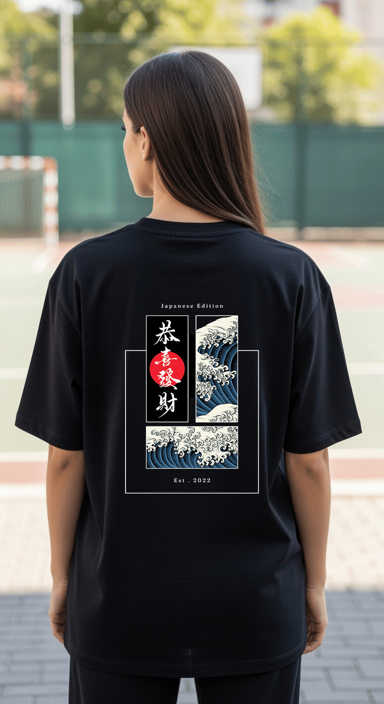 'Japanese Edition' Siyah Oversize Tişört
