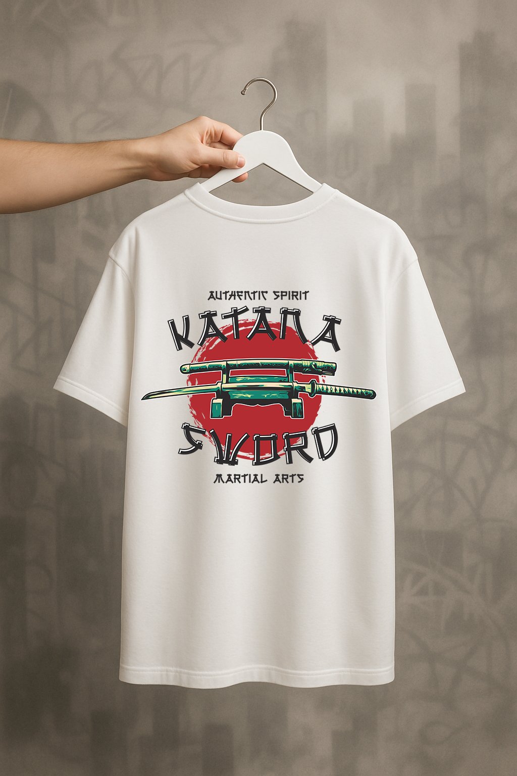 'Katana Sword' Beyaz Oversize Tişört