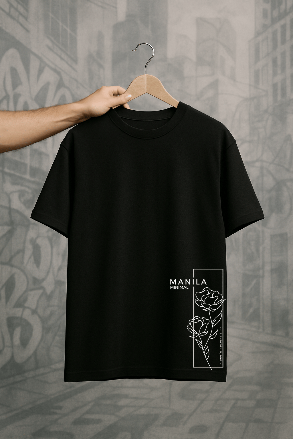 'Manila Minimal' Siyah Oversize Tişört