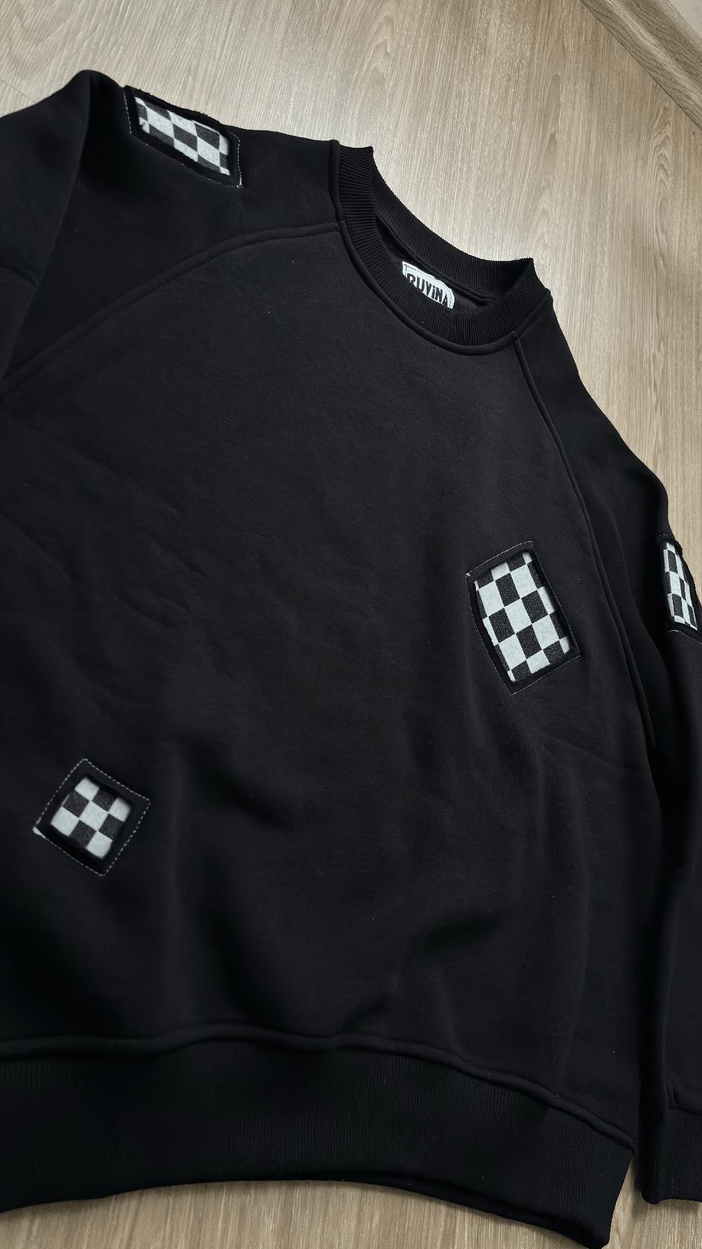 'Mosaic' Siyah Oversize Sweatshirt