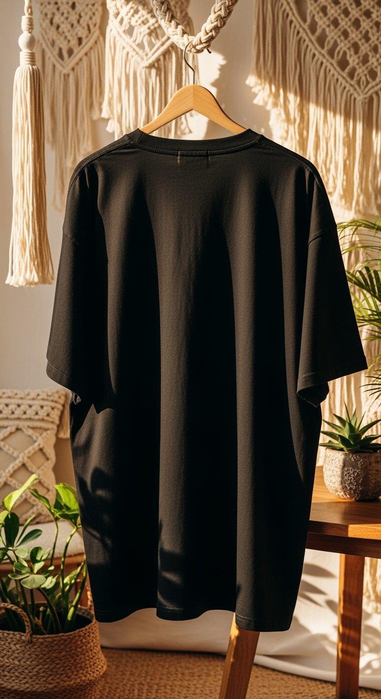 'Only Ruvina' Siyah Oversize Tişört