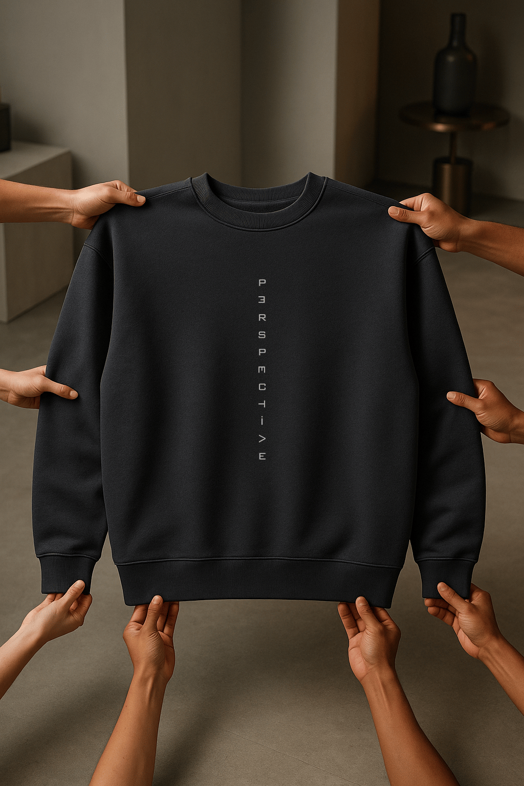 'Perspective' Lacivert Oversize Sweatshirt