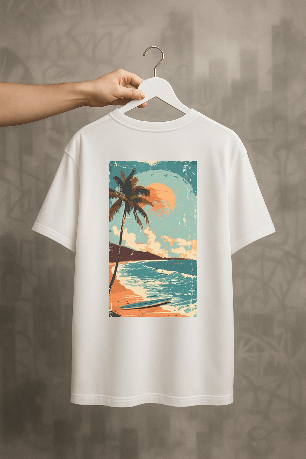 'Seaside' Beyaz Oversize Tişört