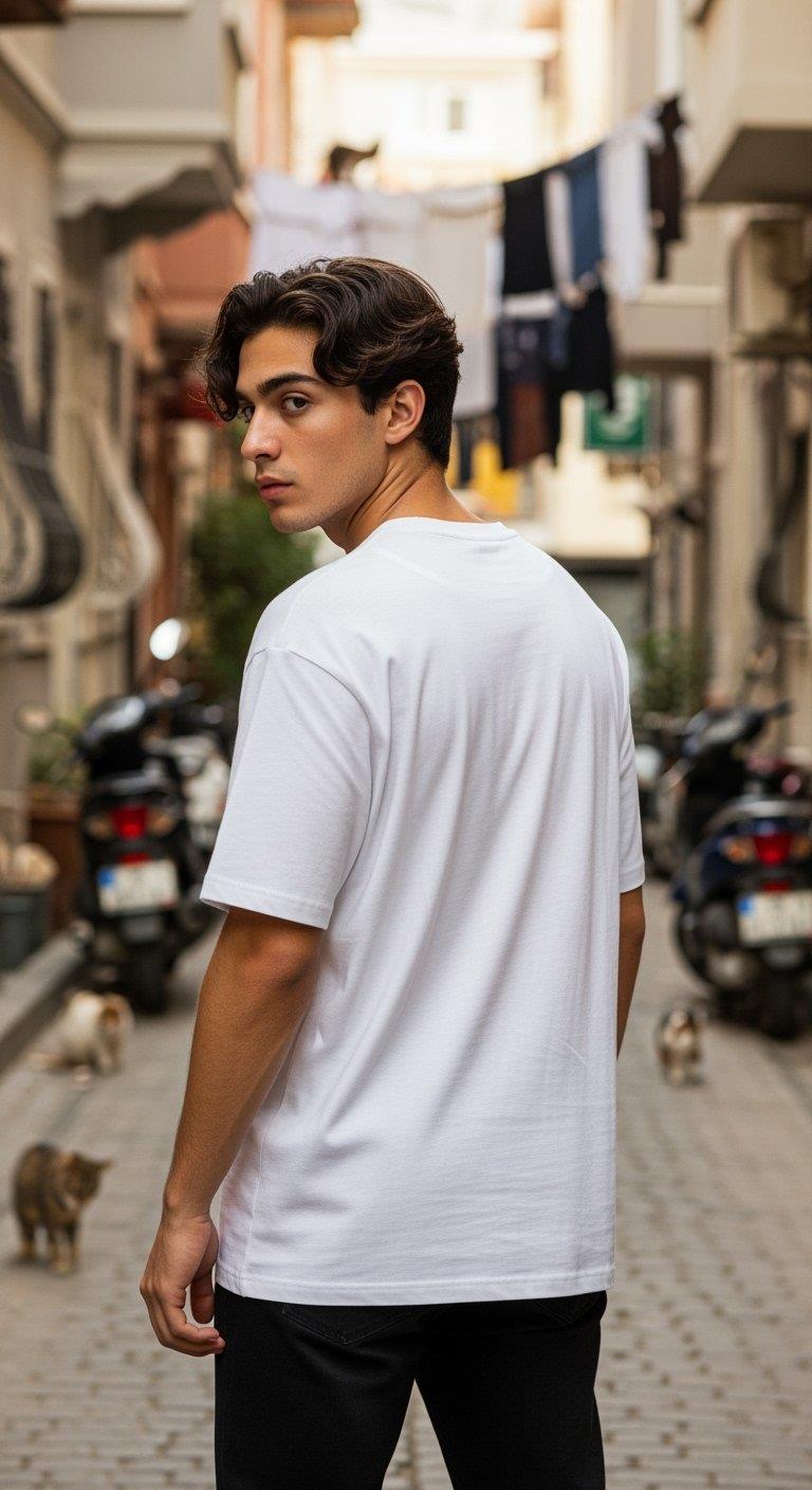'Smiling Face' Beyaz Oversize Tişört