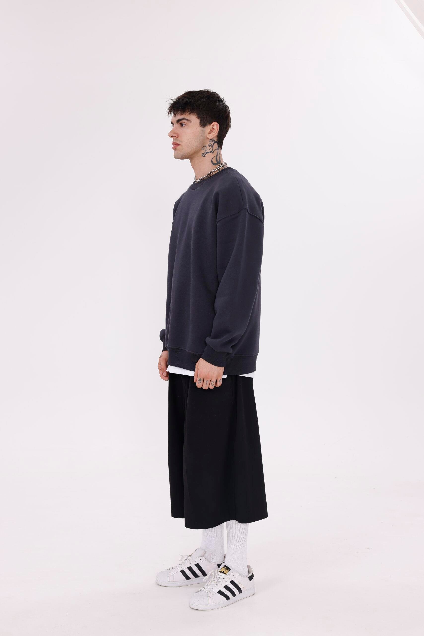 'Stay Loud' Füme Oversize Sweatshirt