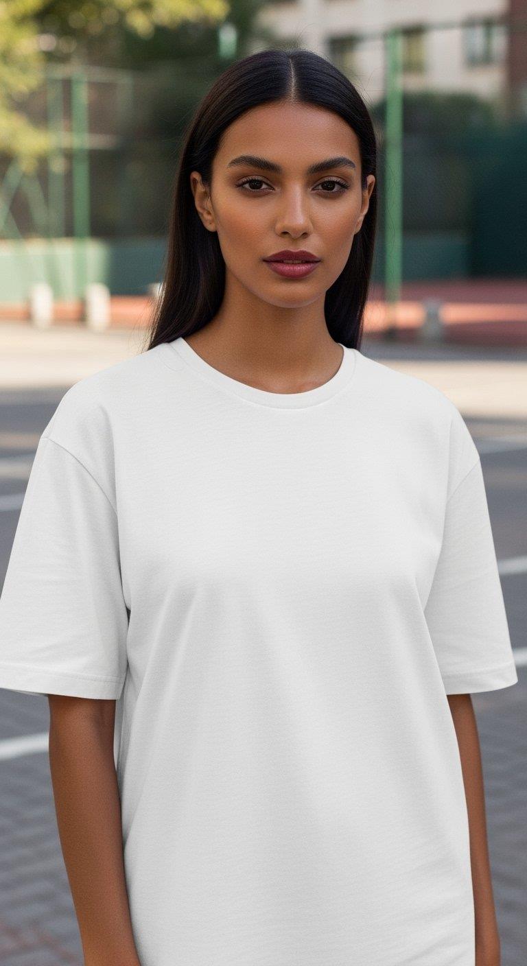 'Synthetic Dream' Beyaz Oversize Tişört