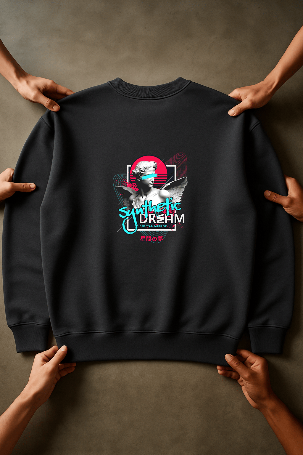 'Synthetic Dream' Lacivert Oversize Sweatshirt