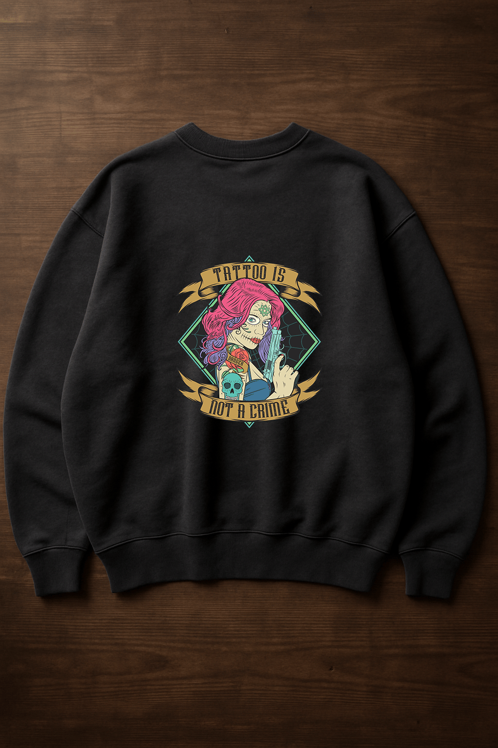 'Tattoo Girl' Füme Oversize Sweatshirt