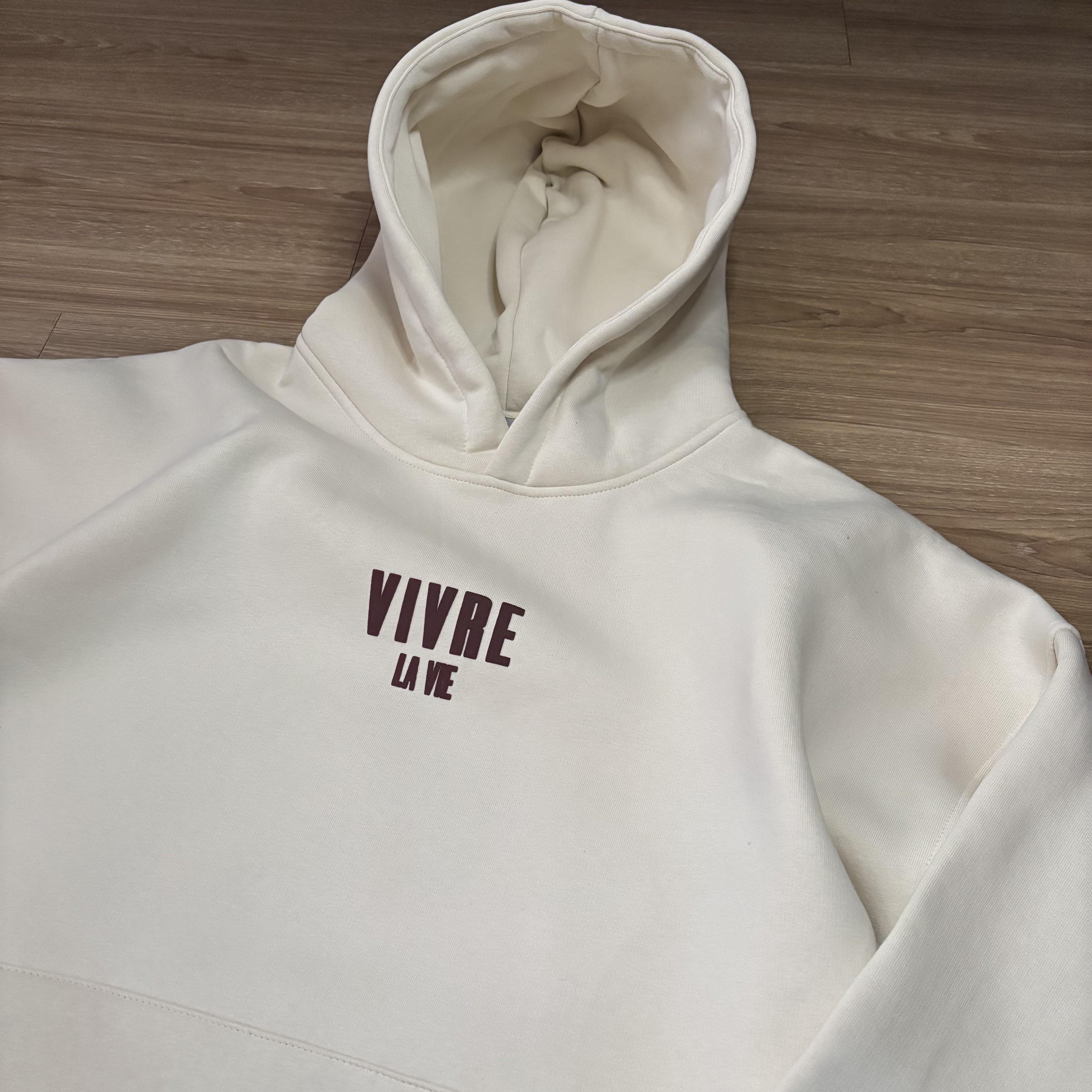 'Vivre La Vie' Bej Oversize Sweatshirt