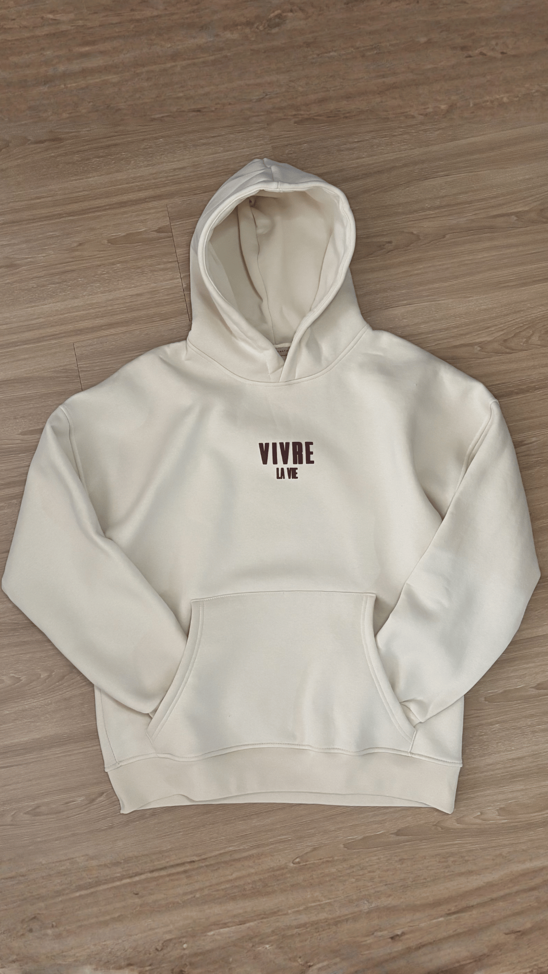 'Vivre La Vie' Bej Oversize Sweatshirt