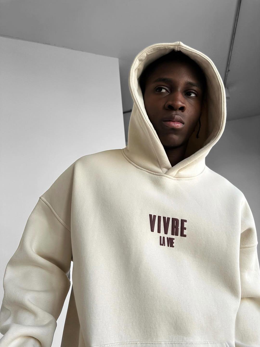 'Vivre La Vie' Bej Oversize Sweatshirt