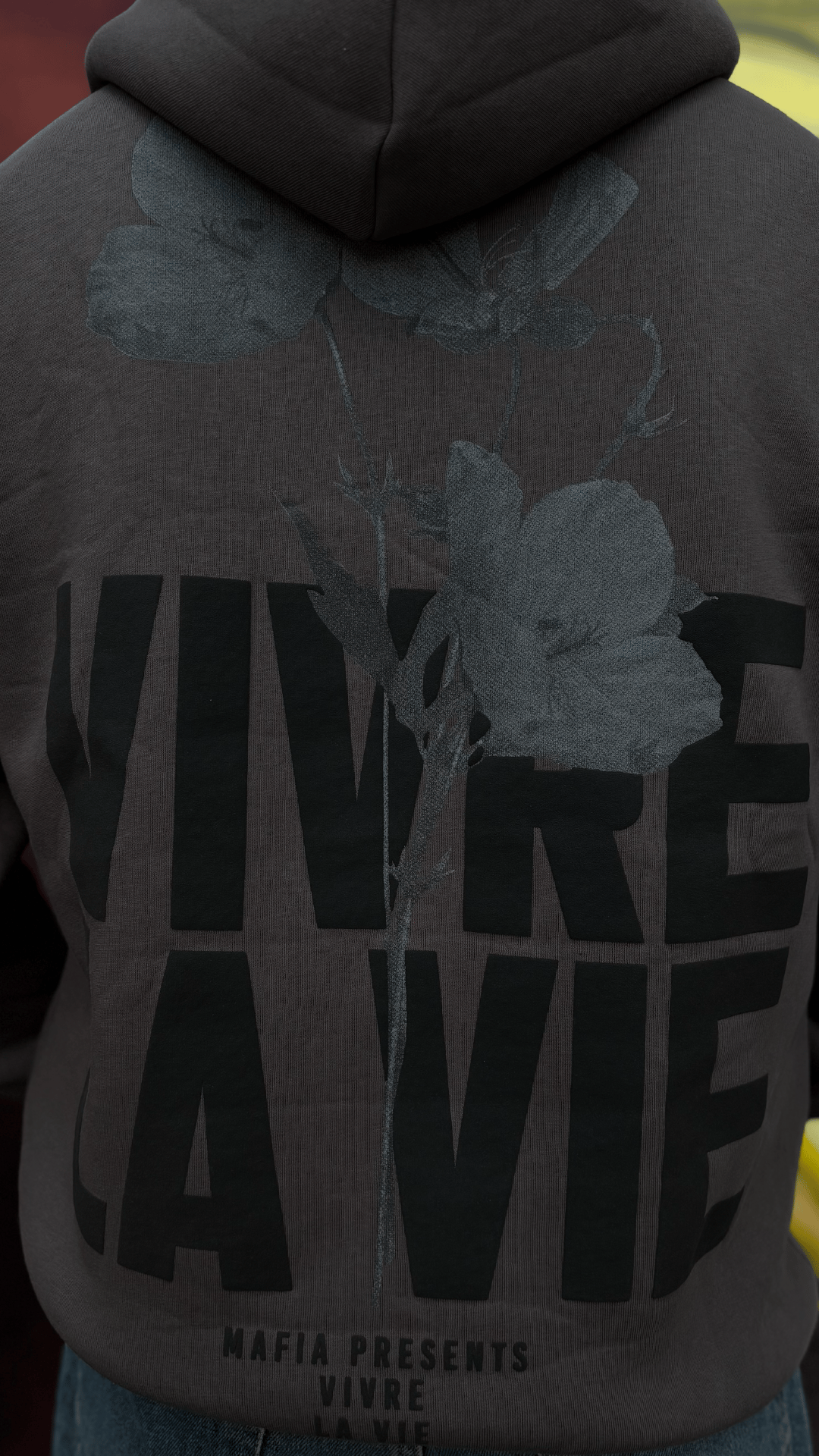 'Vivre La Vie' Gri Oversize Sweatshirt