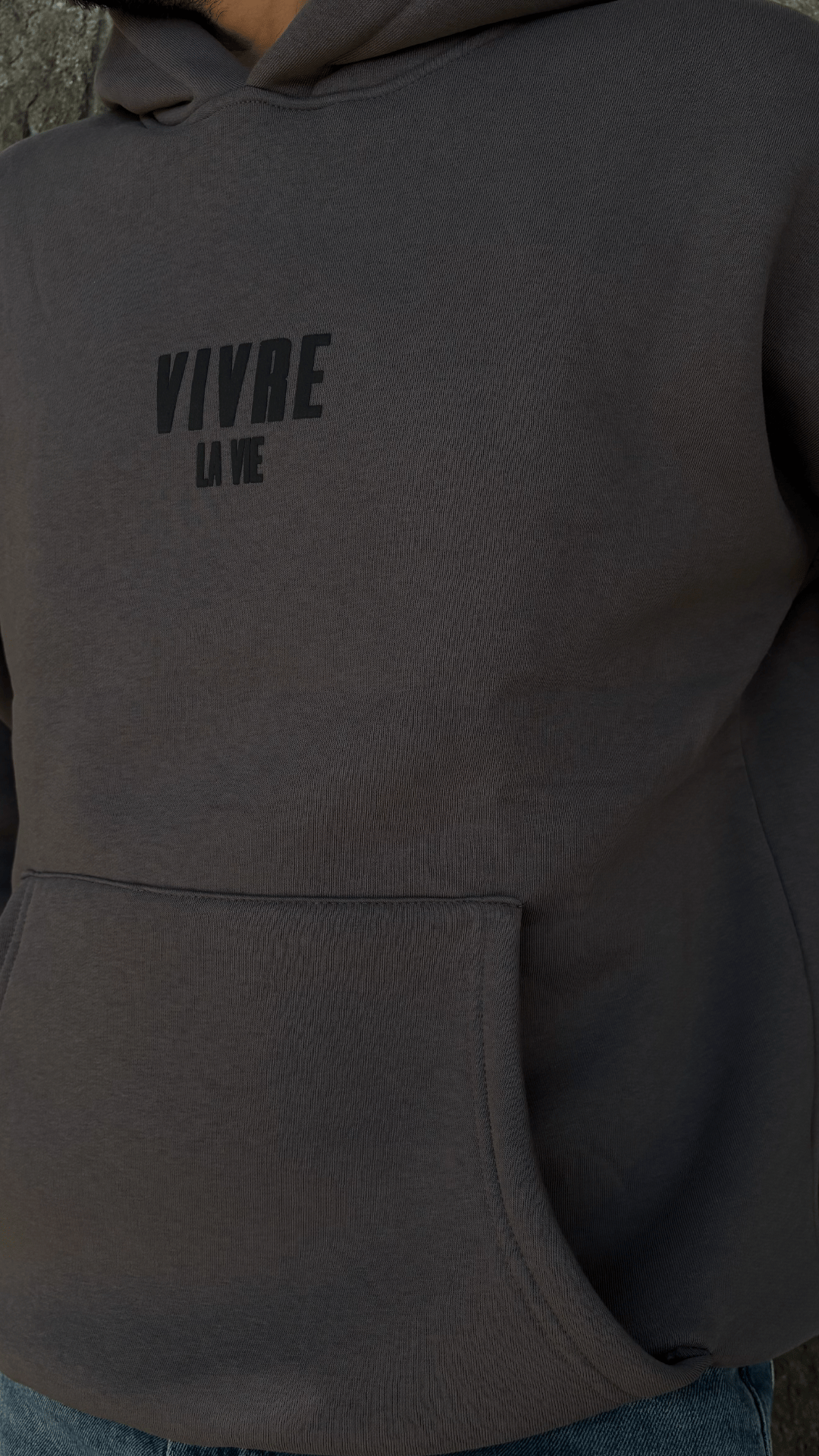 'Vivre La Vie' Gri Oversize Sweatshirt