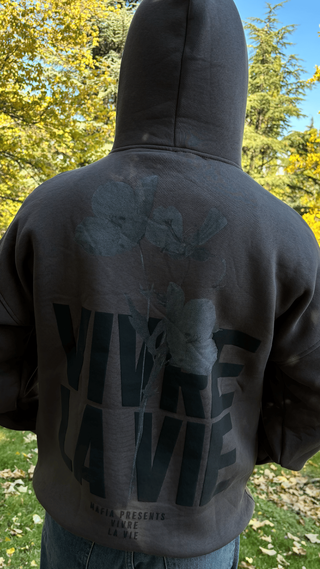 'Vivre La Vie' Gri Oversize Sweatshirt