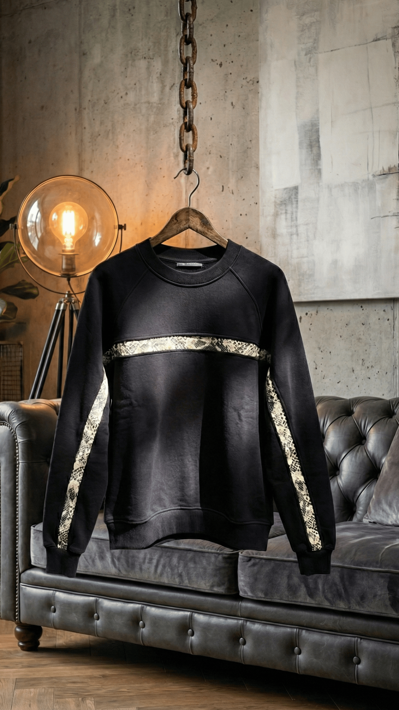 'Vyper' Snazzy Stripe Siyah Oversize Sweatshirt
