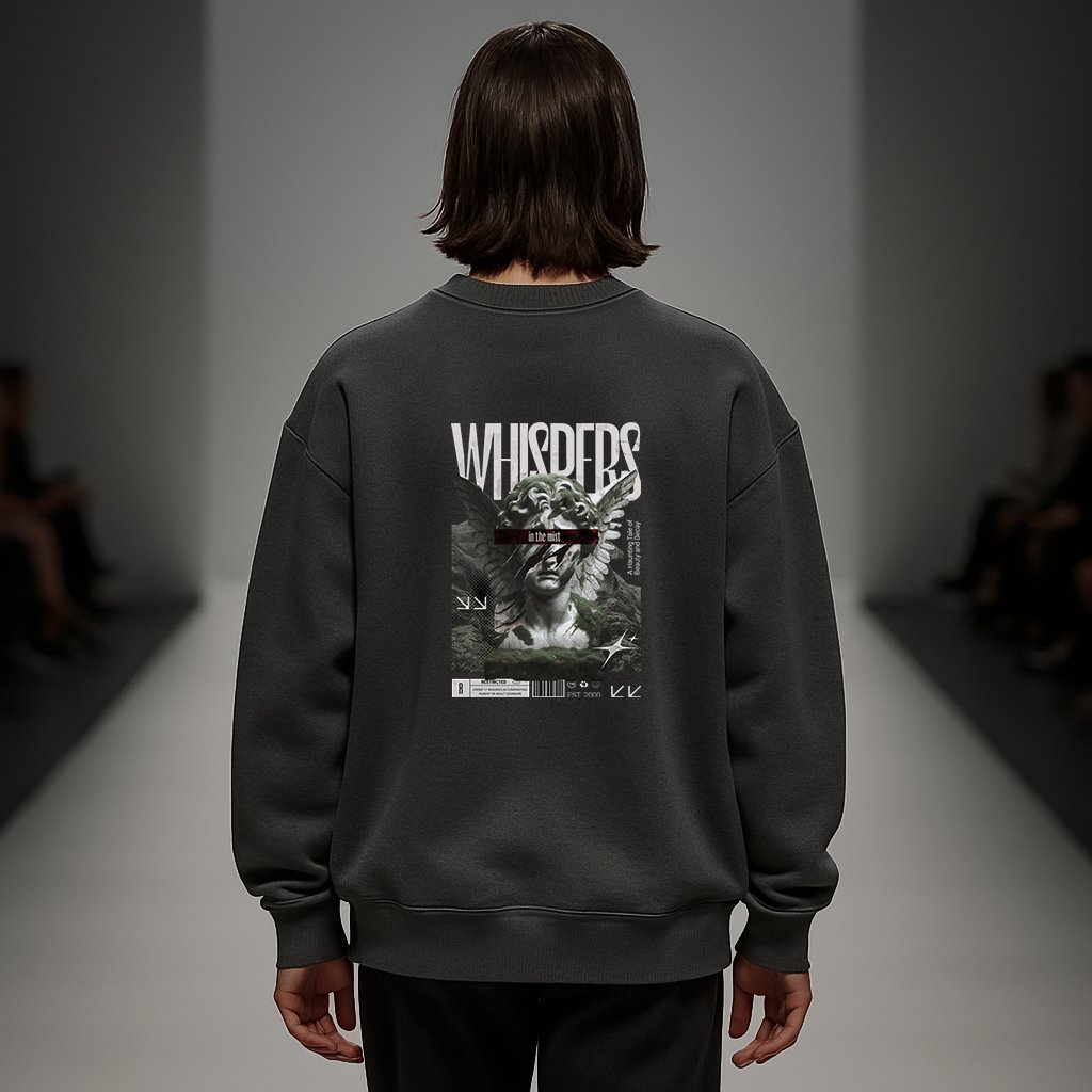 'Whispers in The Mist' Füme Oversize Sweatshirt