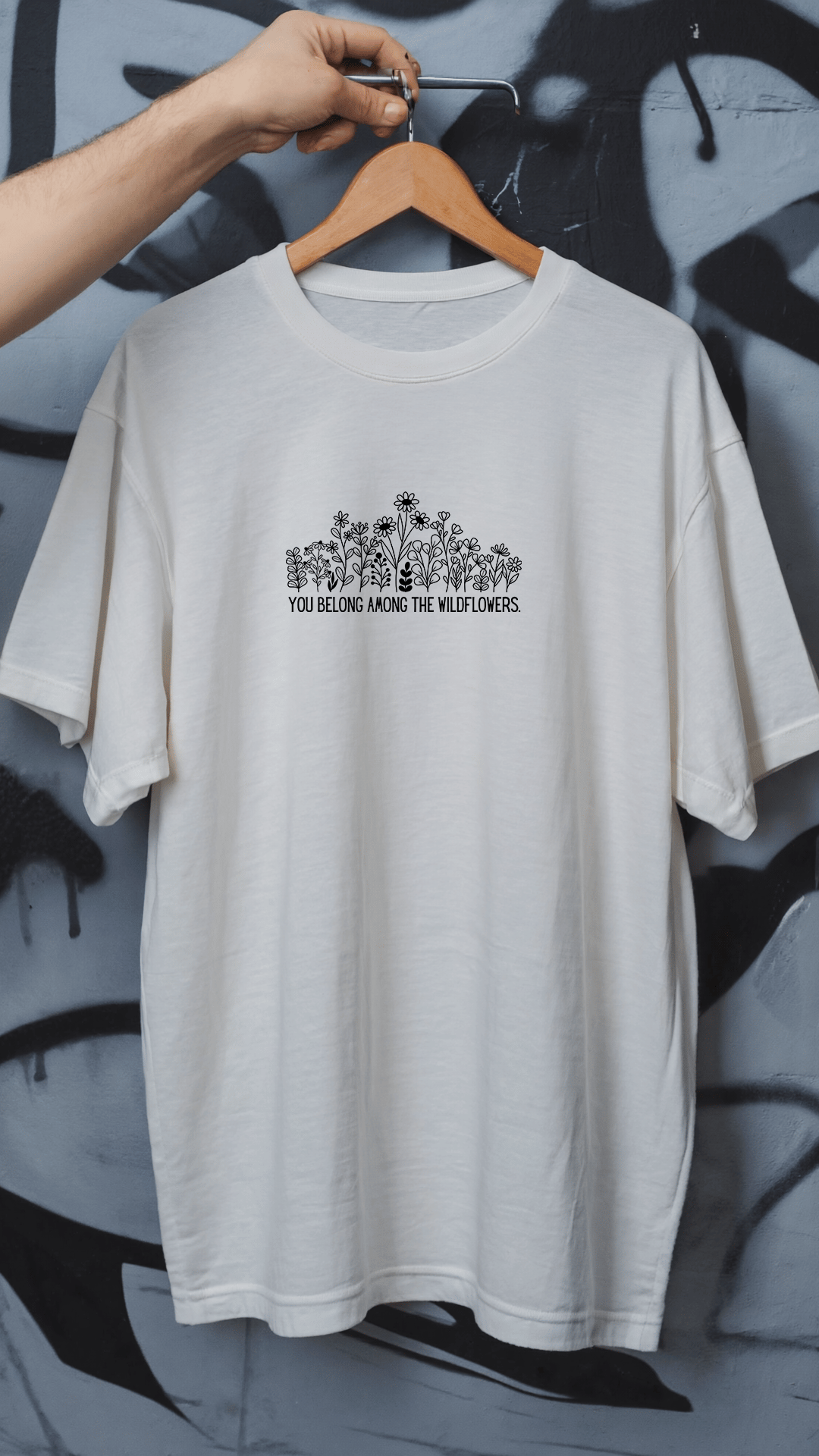 'Wildflowers' Beyaz Oversize Tişört