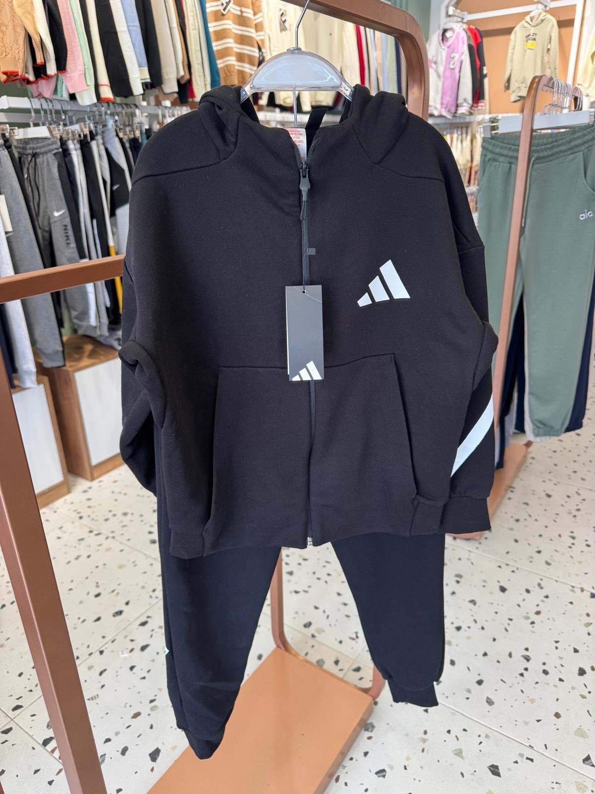 Adidas Fermuarlı Eşofman Takım Gri