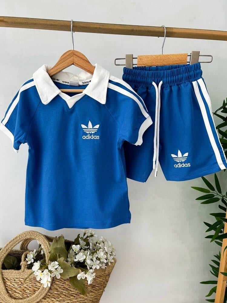 Adidas Yakalı Takım Mavi