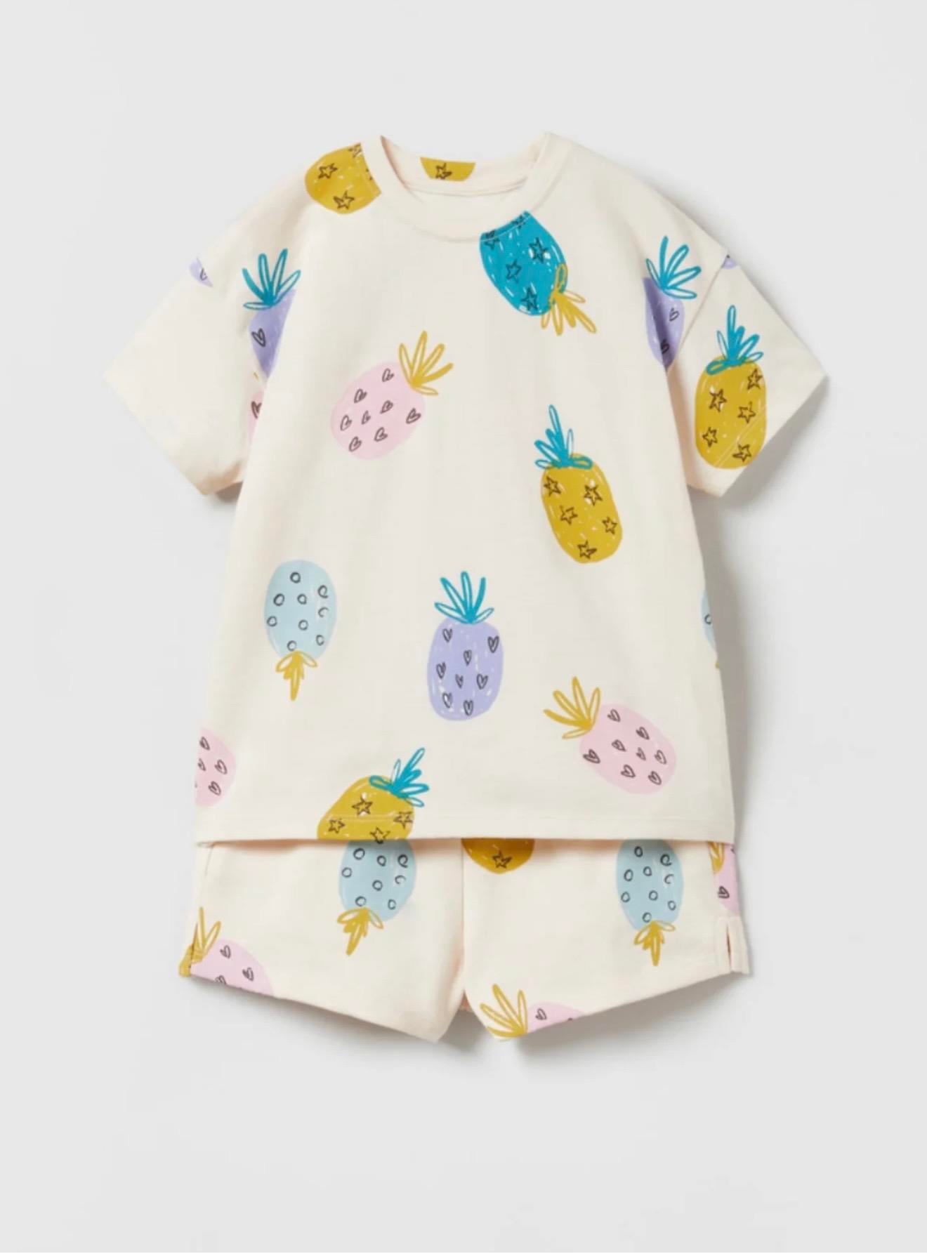Ananas Desenli Şortlu Takım