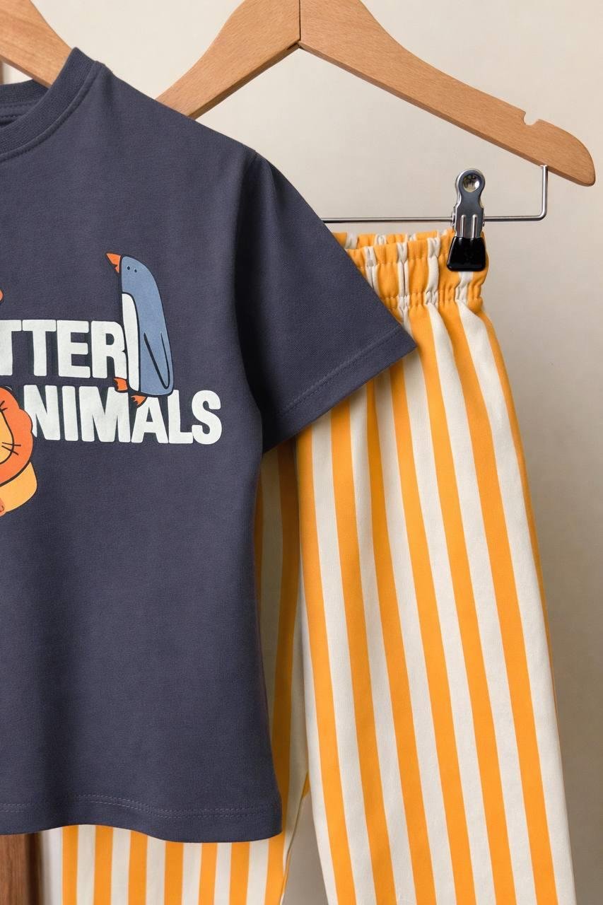 Animals Desenli Çizgili Takım