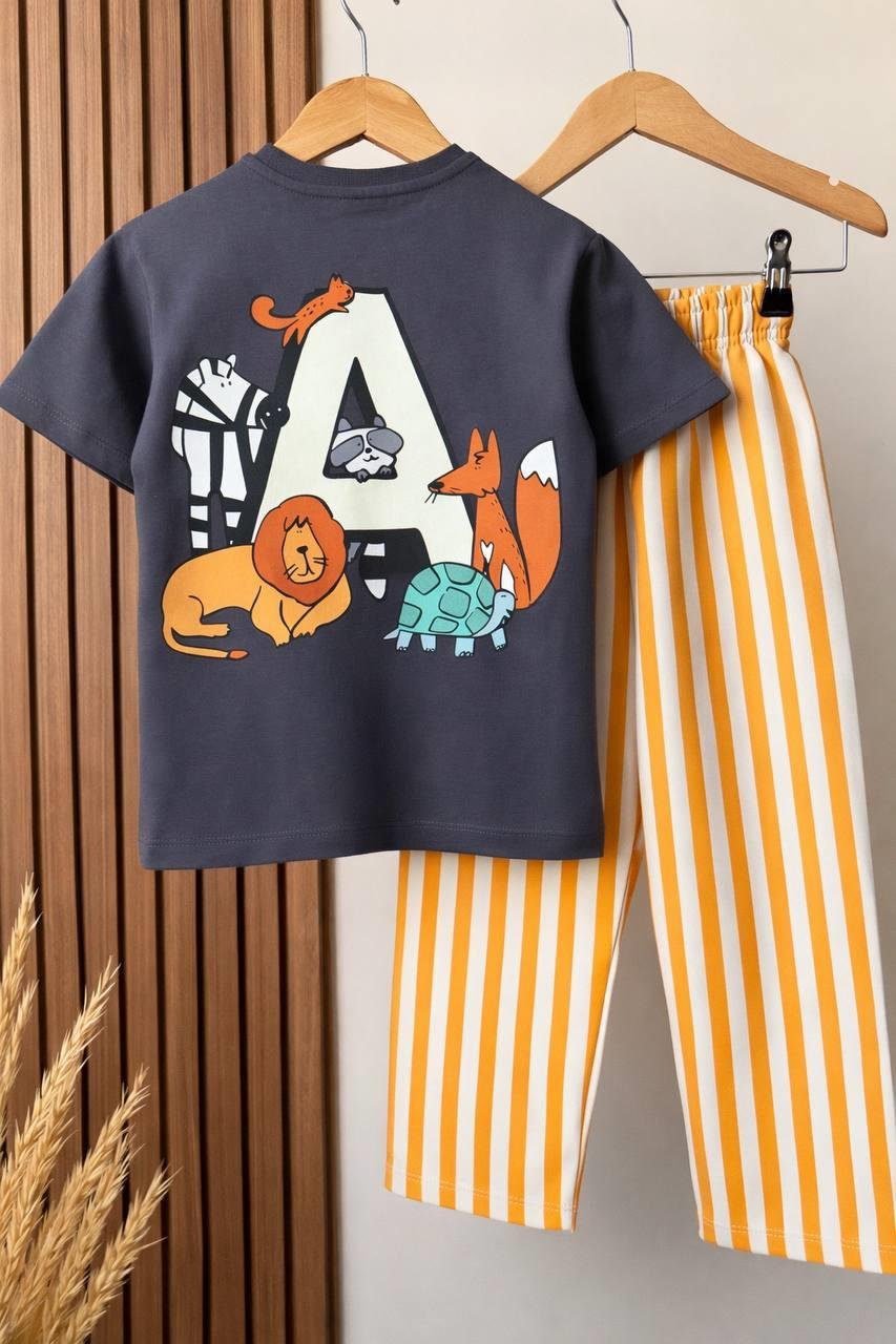 Animals Desenli Çizgili Takım