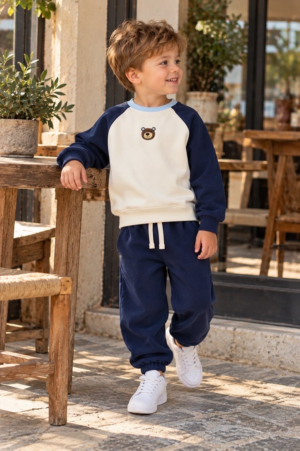 Ayıcık Desenli Lacivert Takım