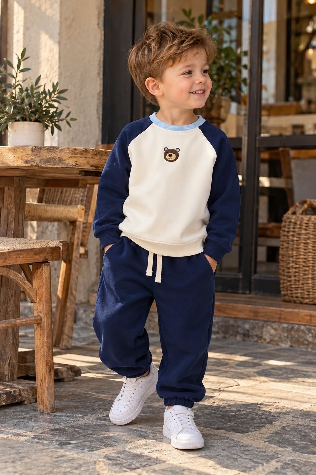 Ayıcık Desenli Lacivert Takım