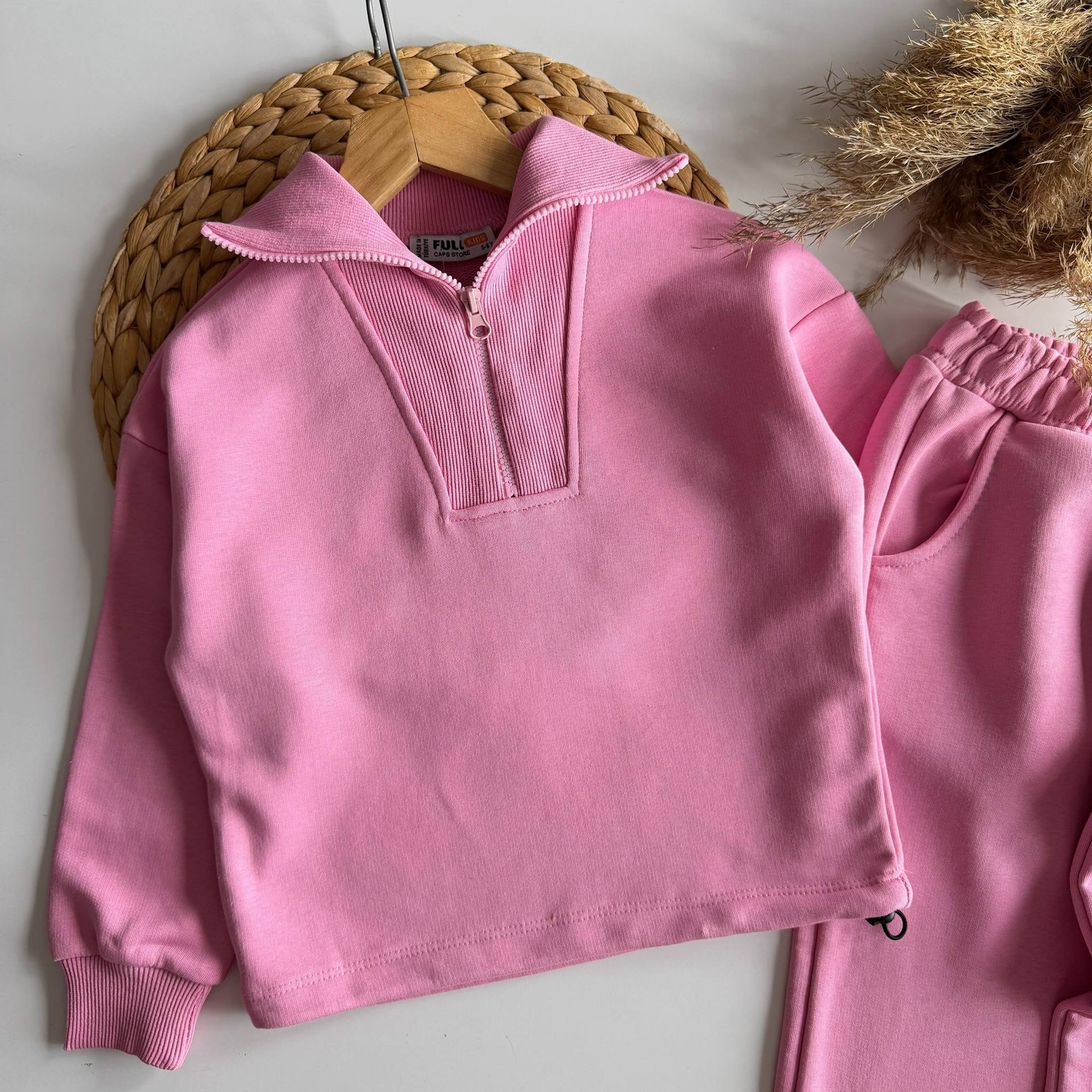 Balıkçı Yaka Pembe Eşofman Takım