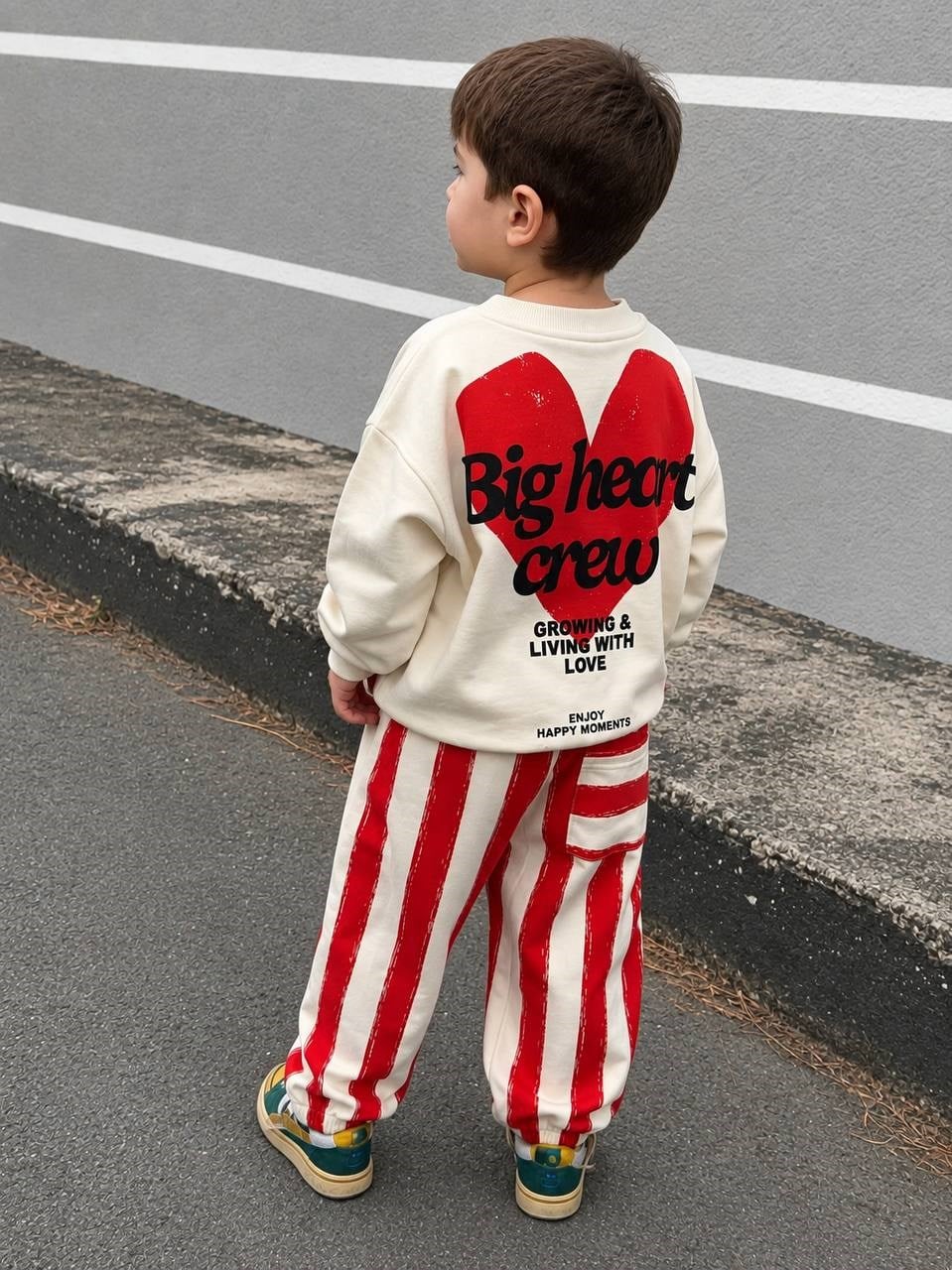 Big Heart Kırmızı Çizgili Eşofman Takım 