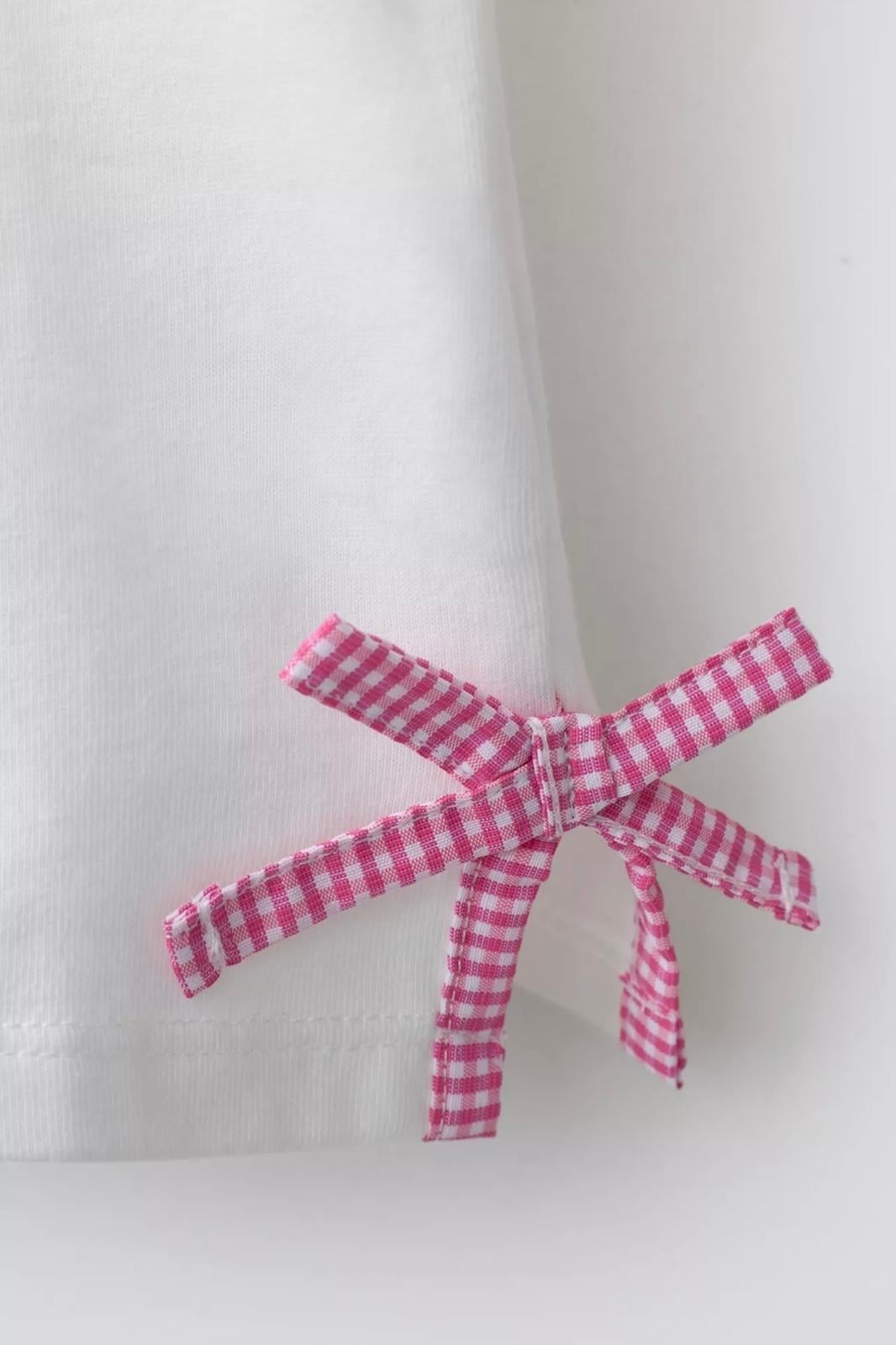Cherry Fiyonk Detaylı Thsirt Beyaz