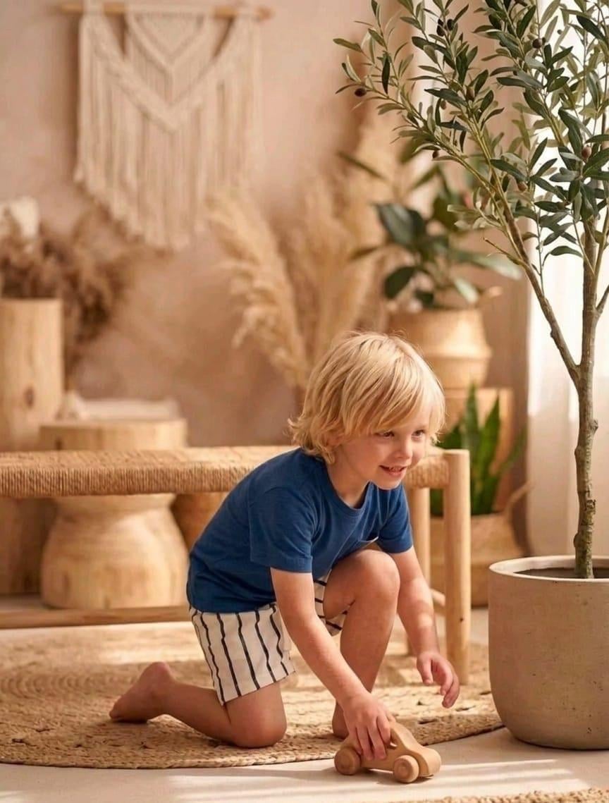 Çizgili Mavi Şortlu Takım